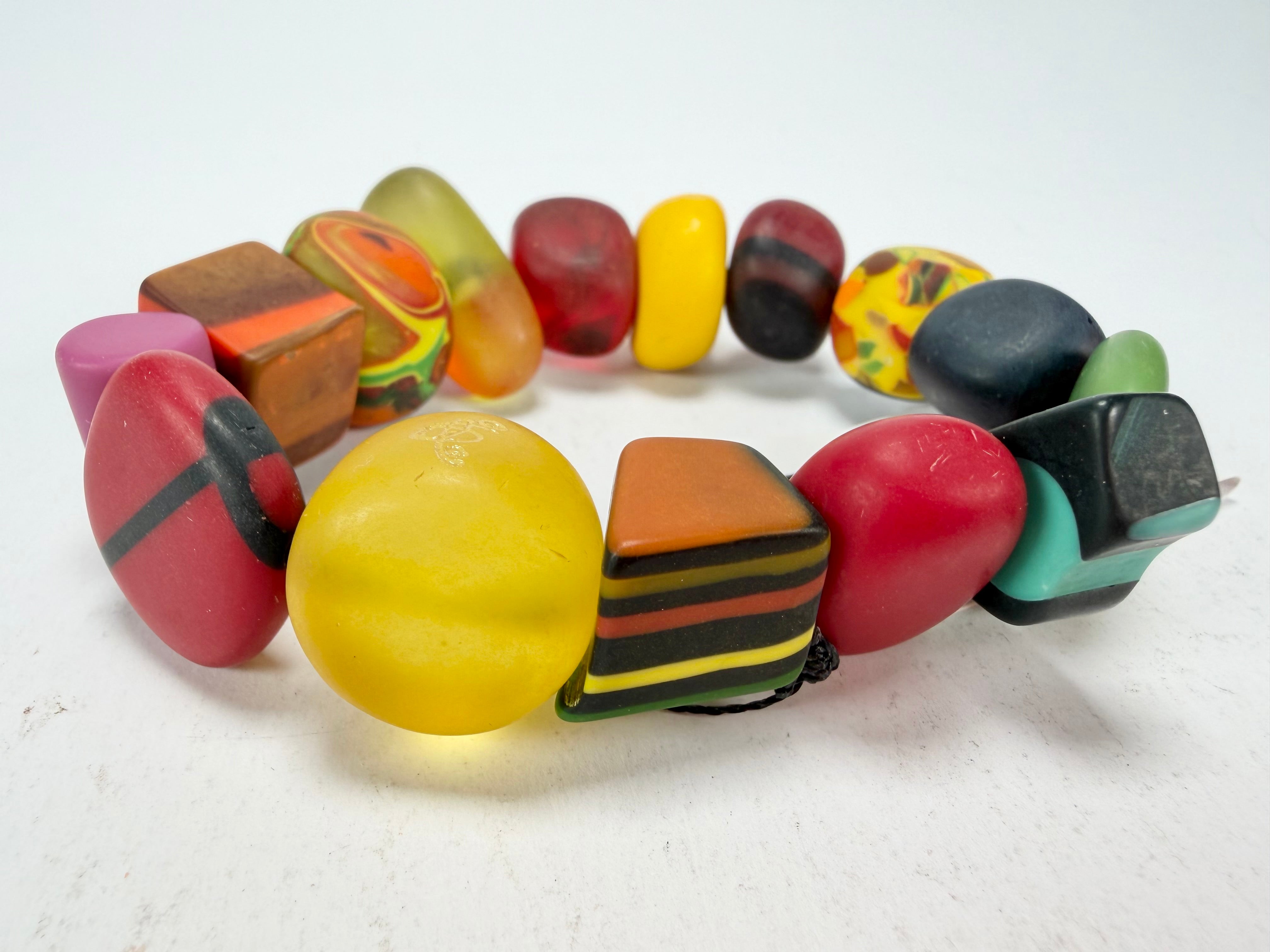Sobral - Multi-Colour "Indiana" Mix Multicor Elasticated Resin Bracelet ( 000210 )