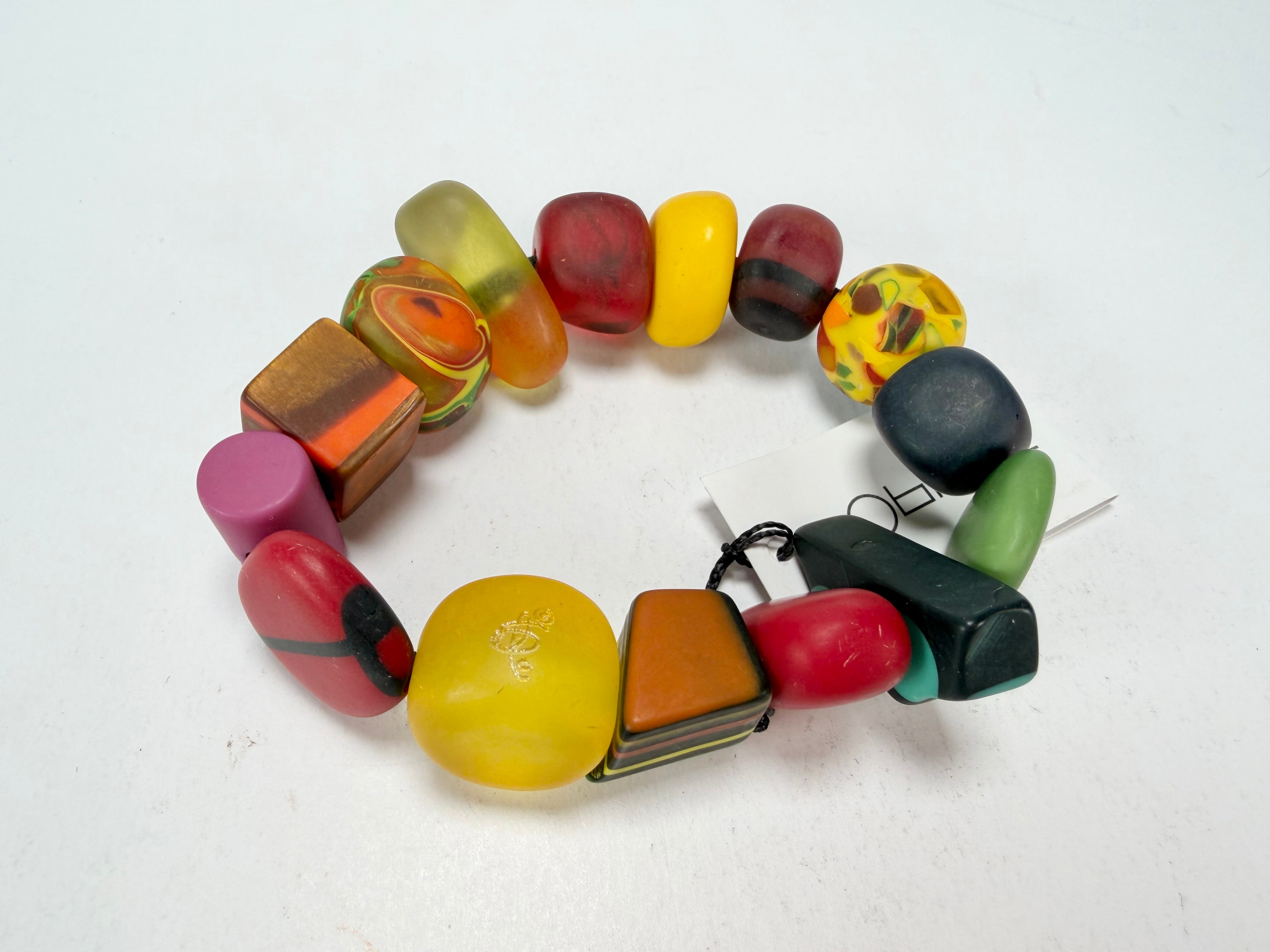 Sobral - Multi-Colour "Indiana" Mix Multicor Elasticated Resin Bracelet ( 000210 )