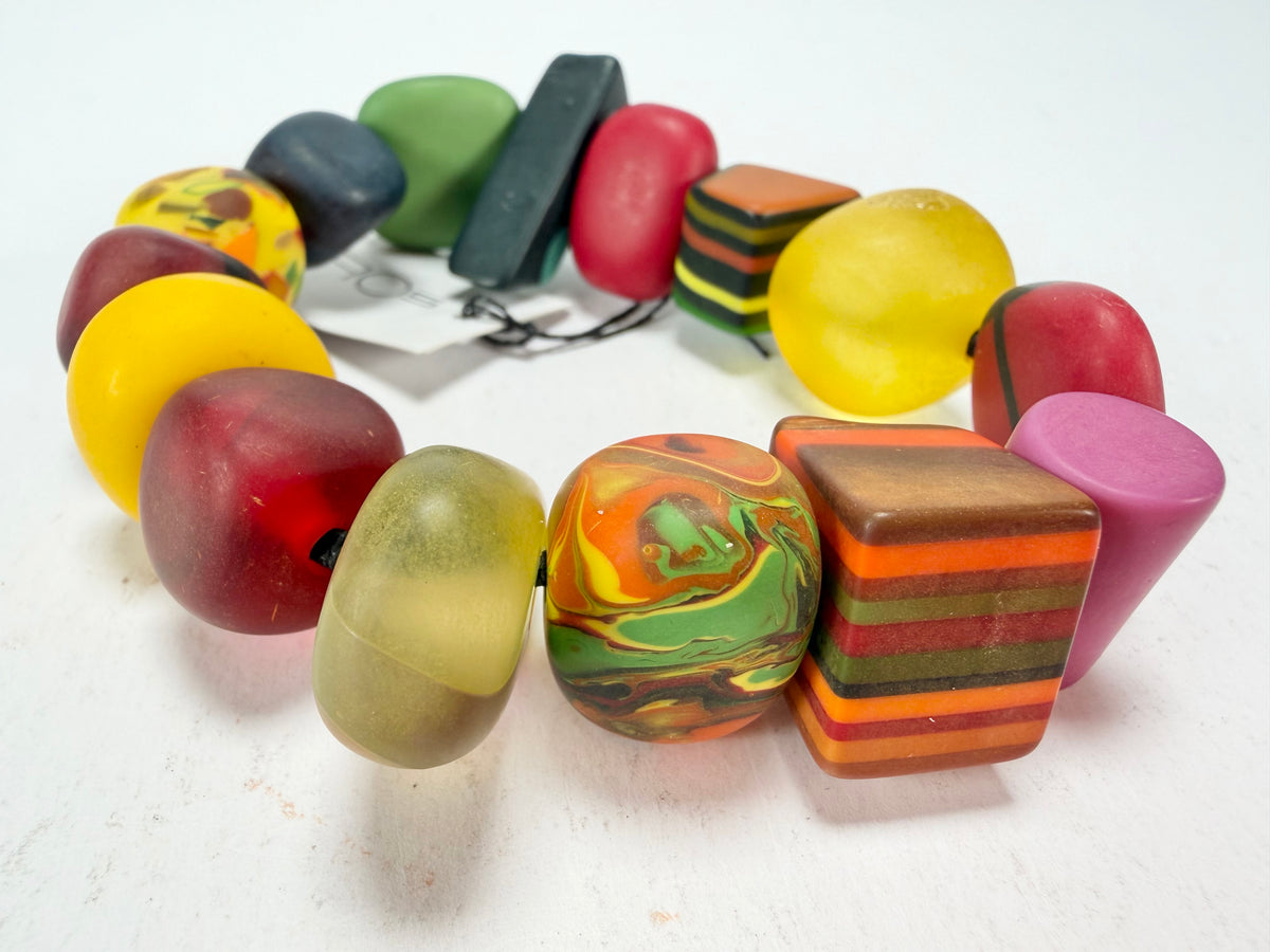 Sobral - Multi-Colour "Indiana" Mix Multicor Elasticated Resin Bracelet ( 000210 )