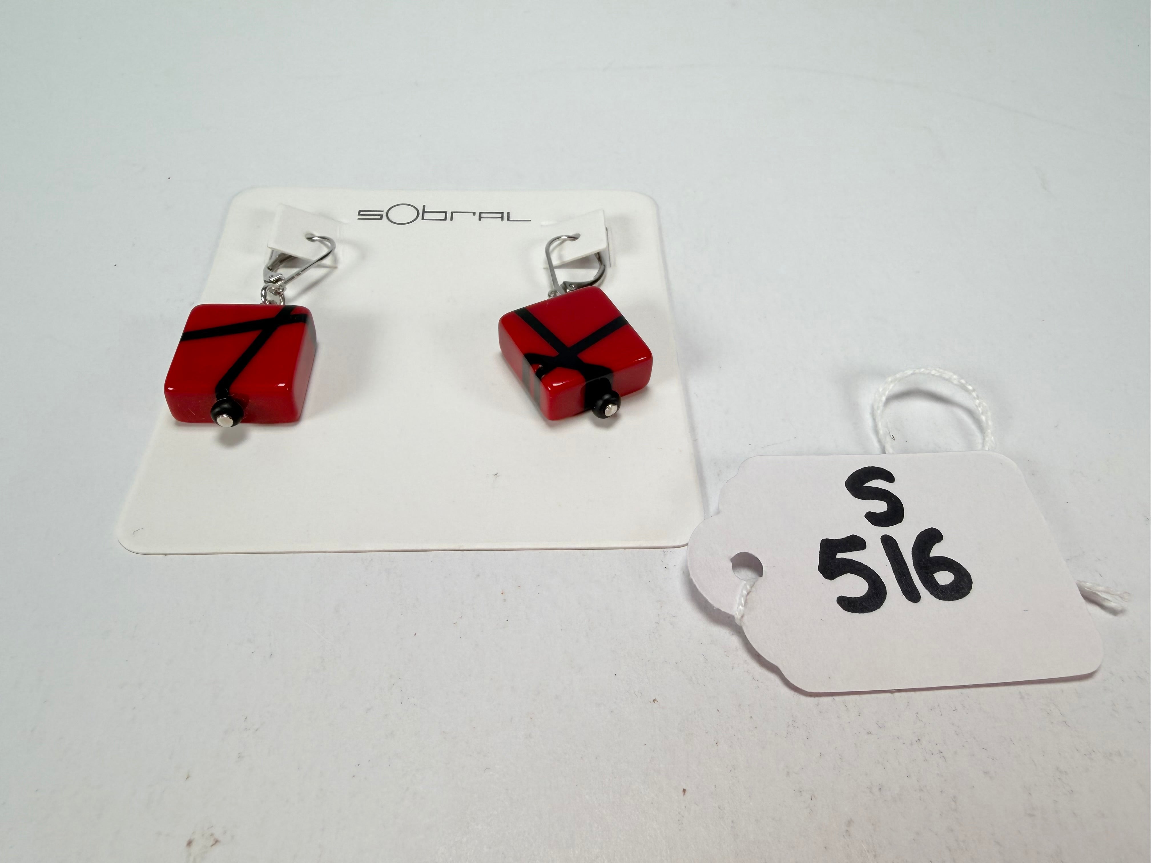 Sobral - Street "Atelie" Red Resin Earrings ( 005338 )
