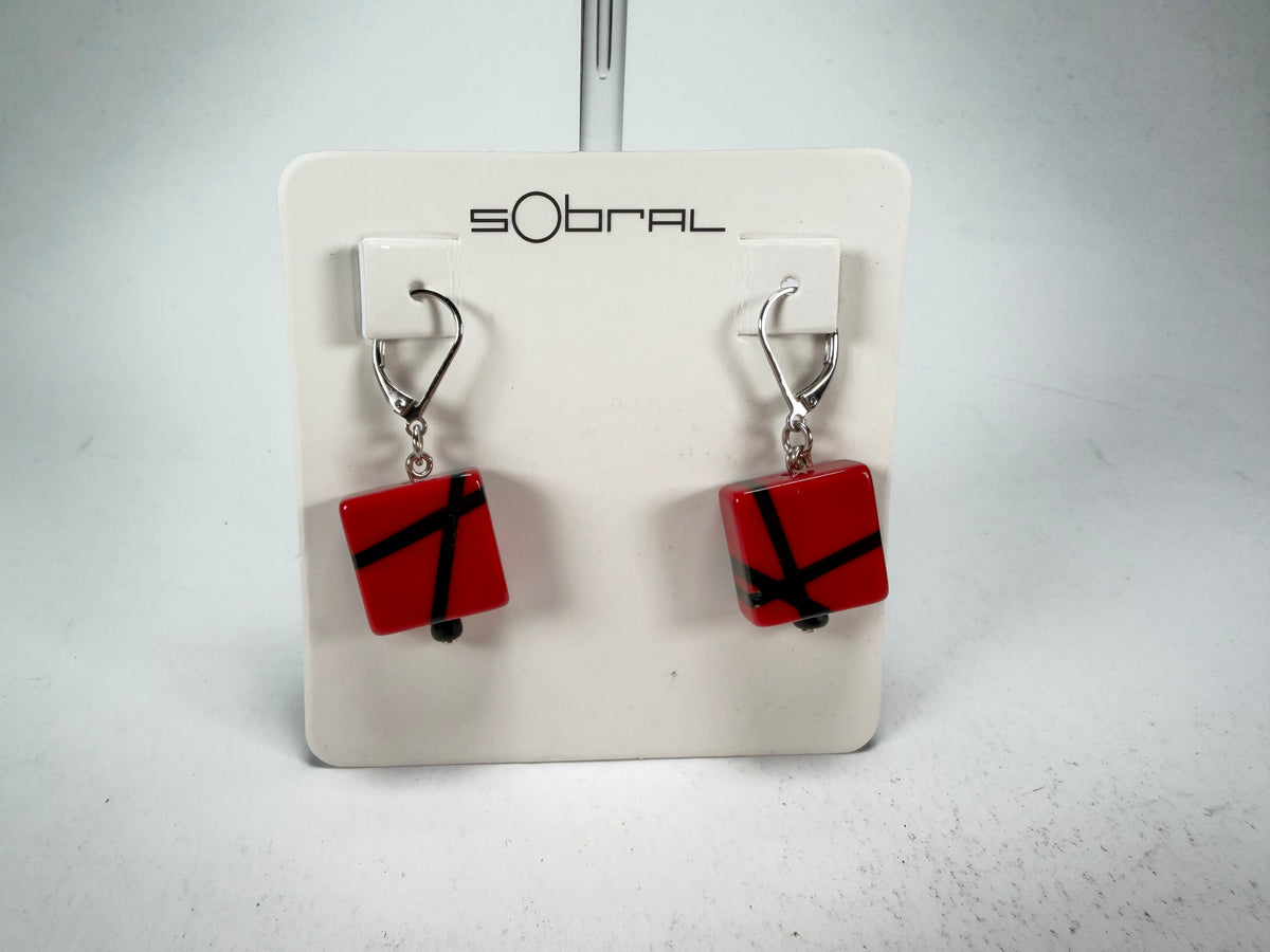 Sobral - Street "Atelie" Red Resin Earrings ( 005338 )