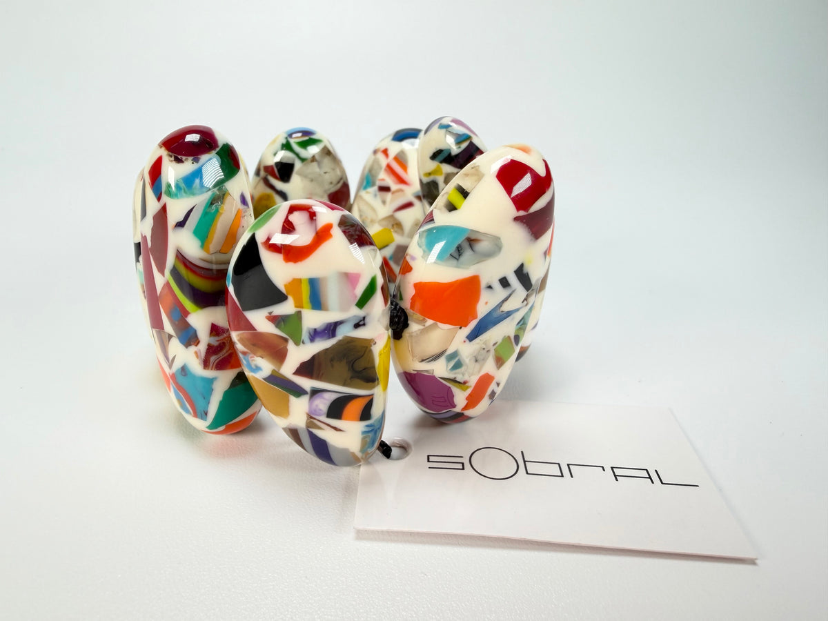 Sobral - Caillou Marfim "Onda" Elasticated Resin Bracelet ( 005329 )