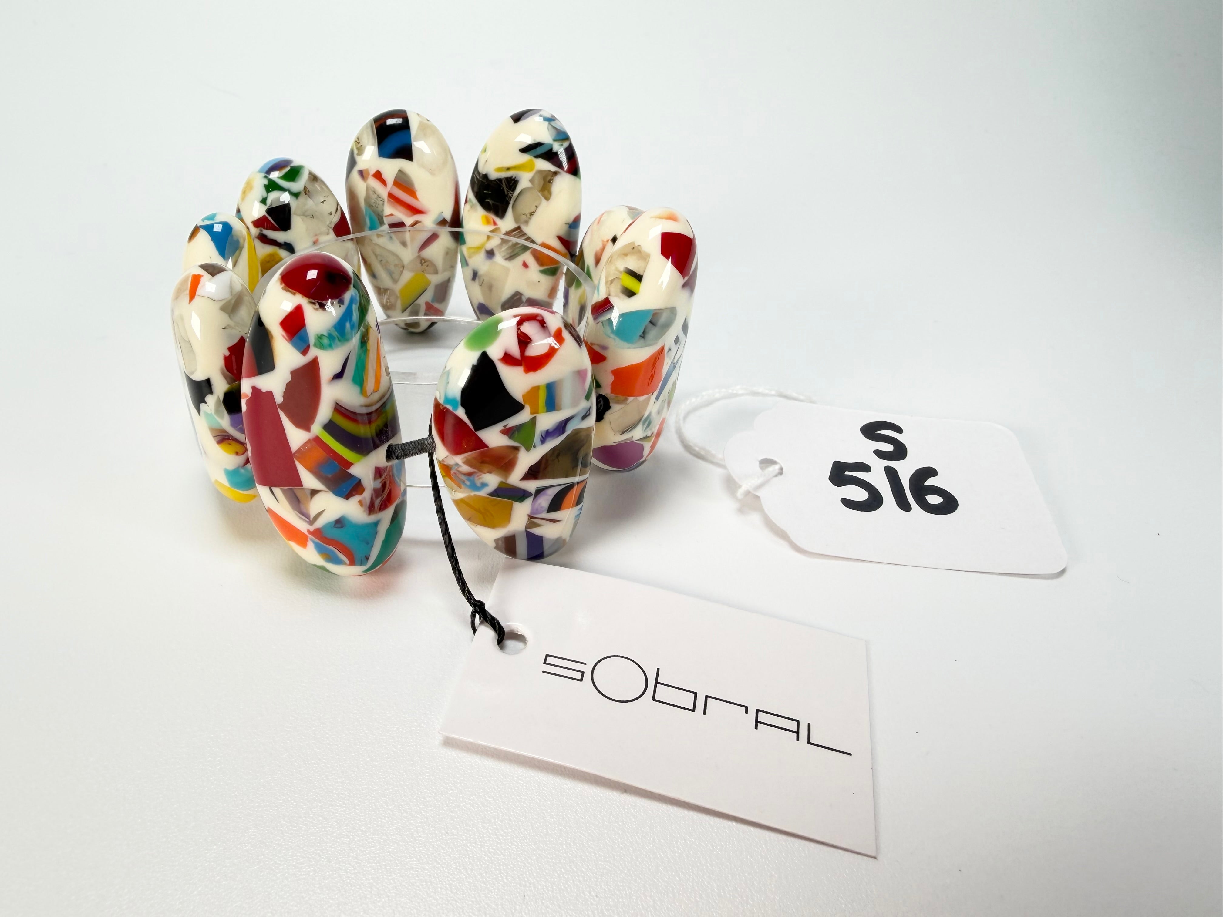 Sobral - Caillou Marfim "Onda" Elasticated Resin Bracelet ( 005329 )