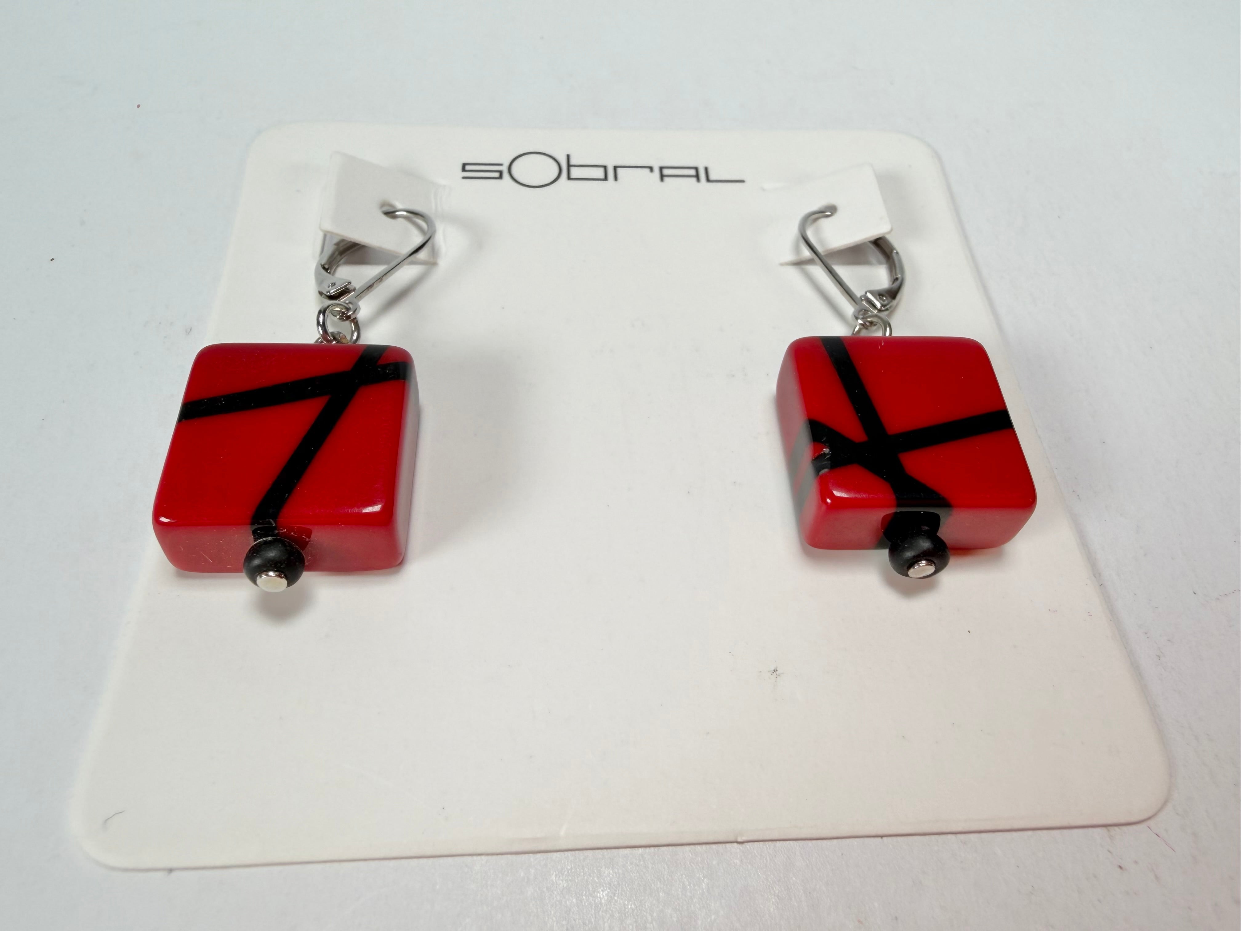 Sobral - Street "Atelie" Red Resin Earrings ( 005338 )