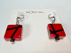 Sobral - Street "Atelie" Red Resin Earrings ( 005338 )