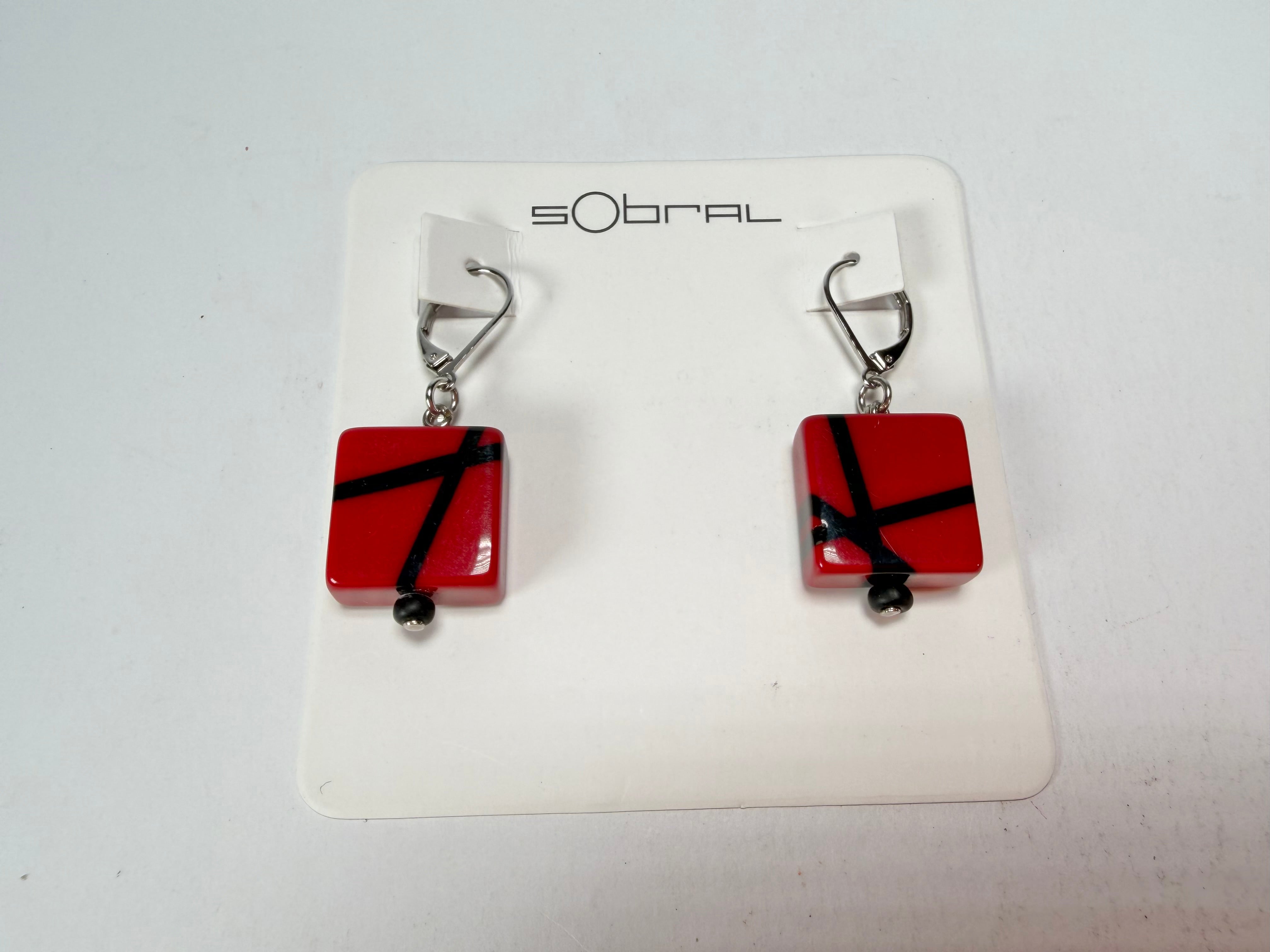 Sobral - Street "Atelie" Red Resin Earrings ( 005338 )