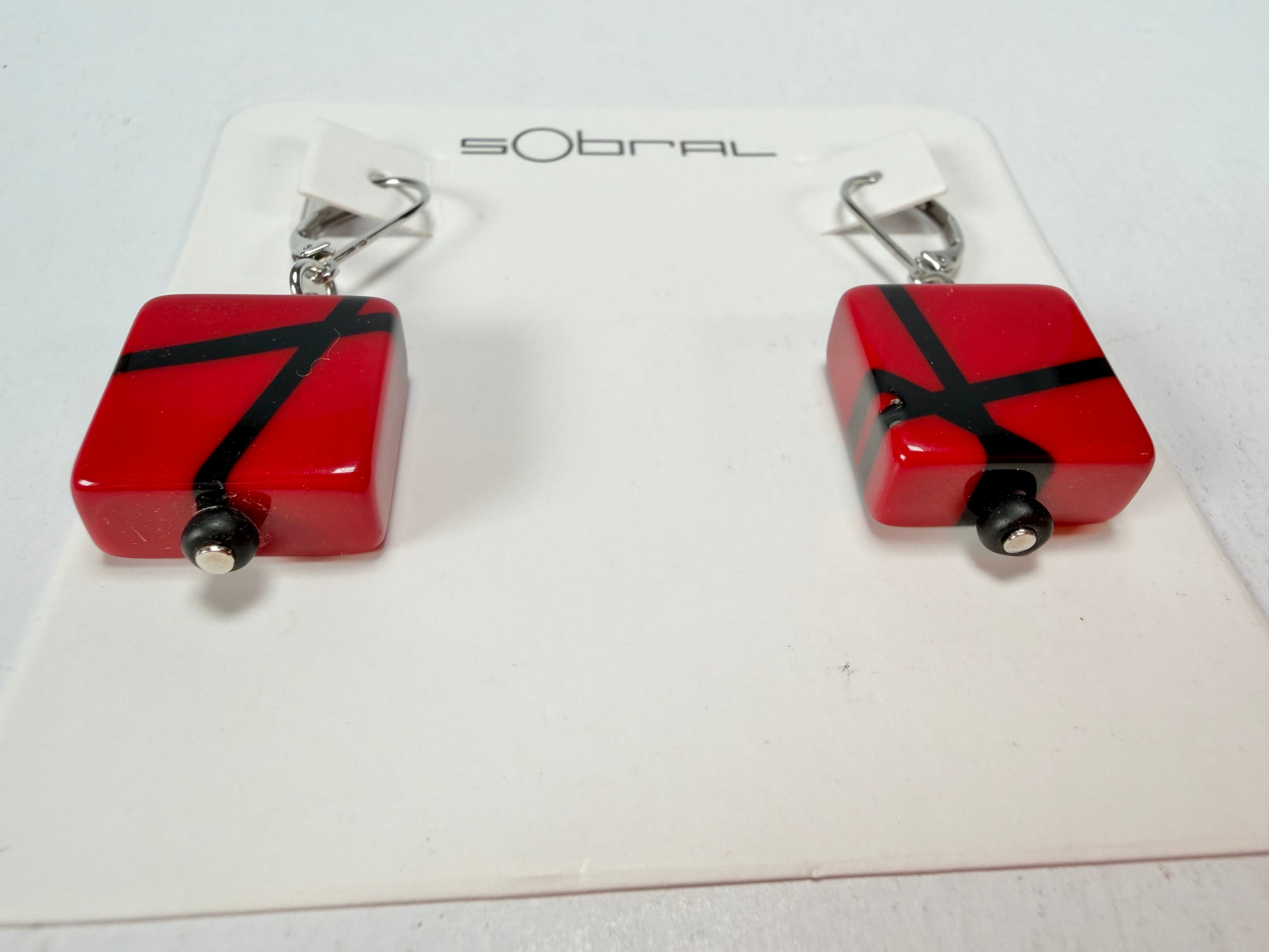 Sobral - Street "Atelie" Red Resin Earrings ( 005338 )