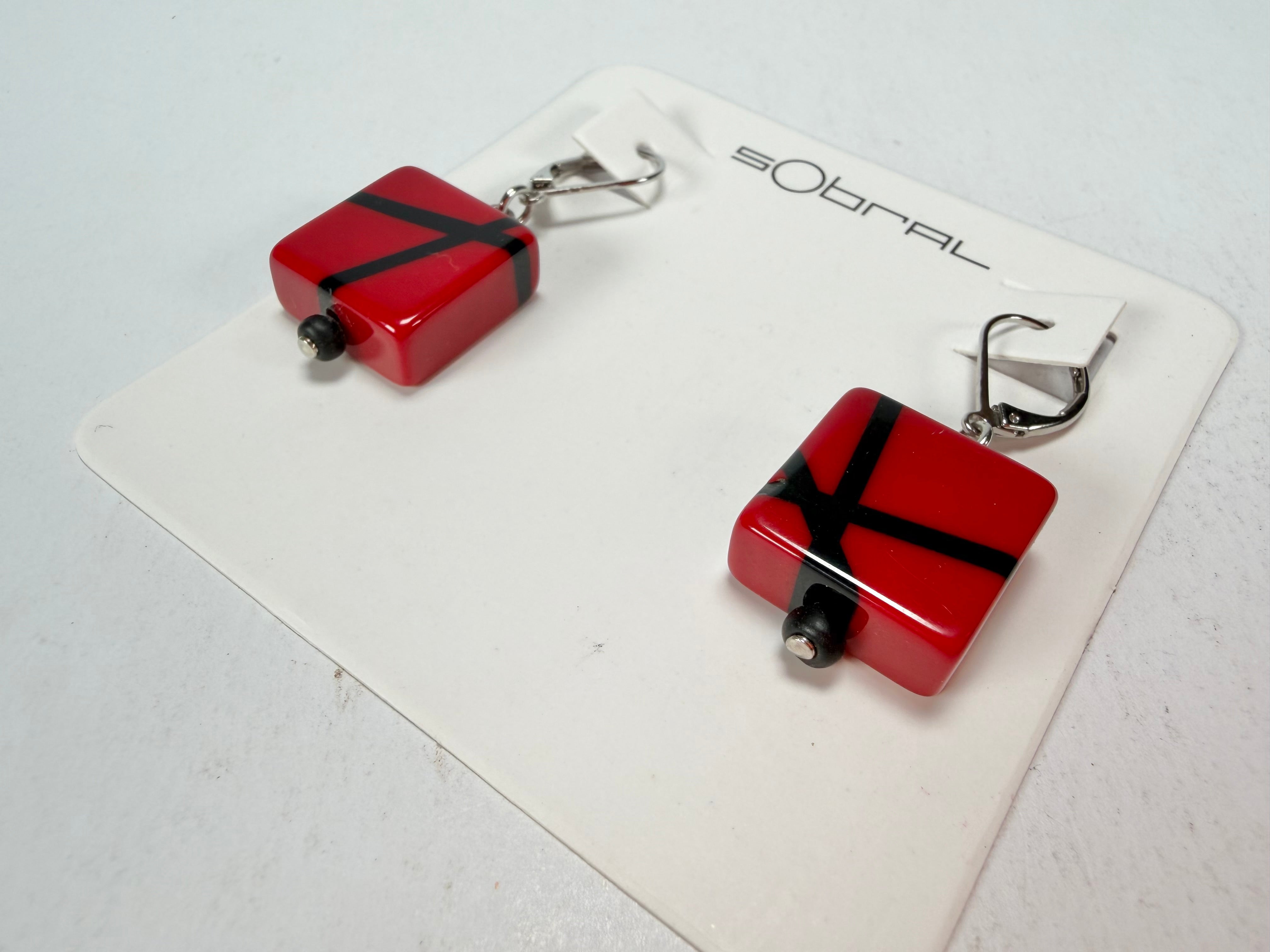 Sobral - Street "Atelie" Red Resin Earrings ( 005338 )