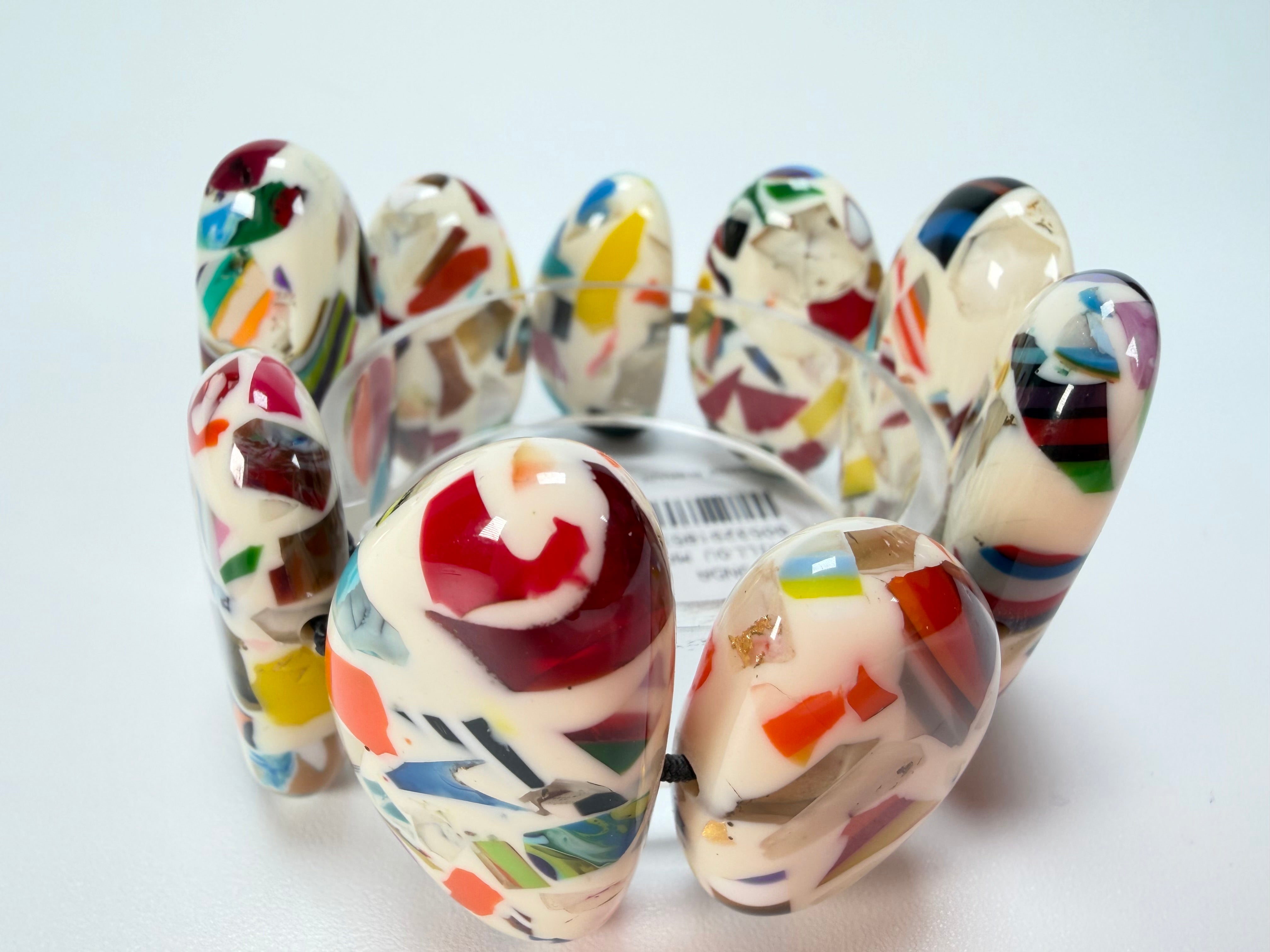 Sobral - Caillou Marfim "Onda" Elasticated Resin Bracelet ( 005329 )