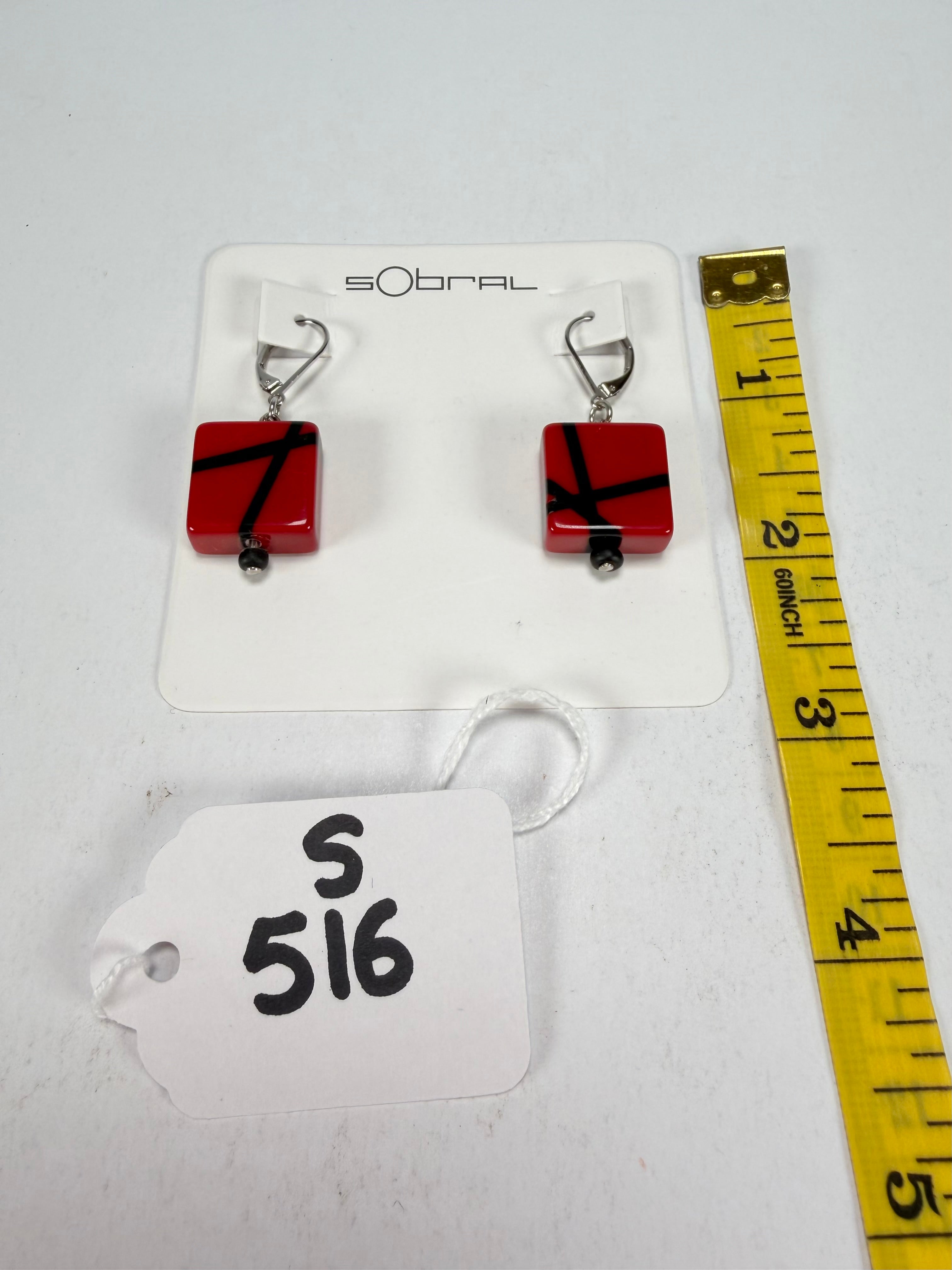 Sobral - Street "Atelie" Red Resin Earrings ( 005338 )