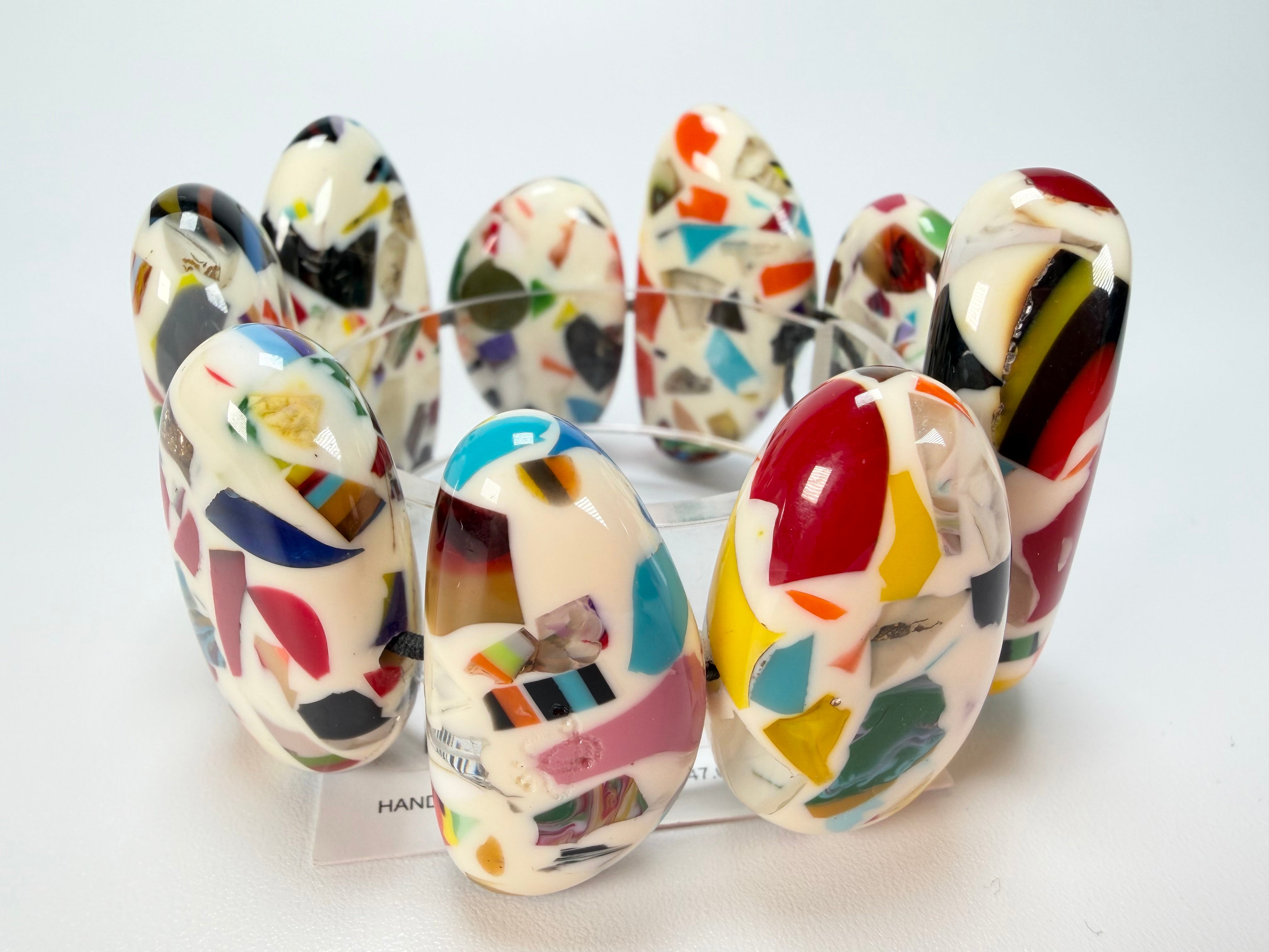 Sobral - Caillou Marfim "Onda" Elasticated Resin Bracelet ( 005329 )