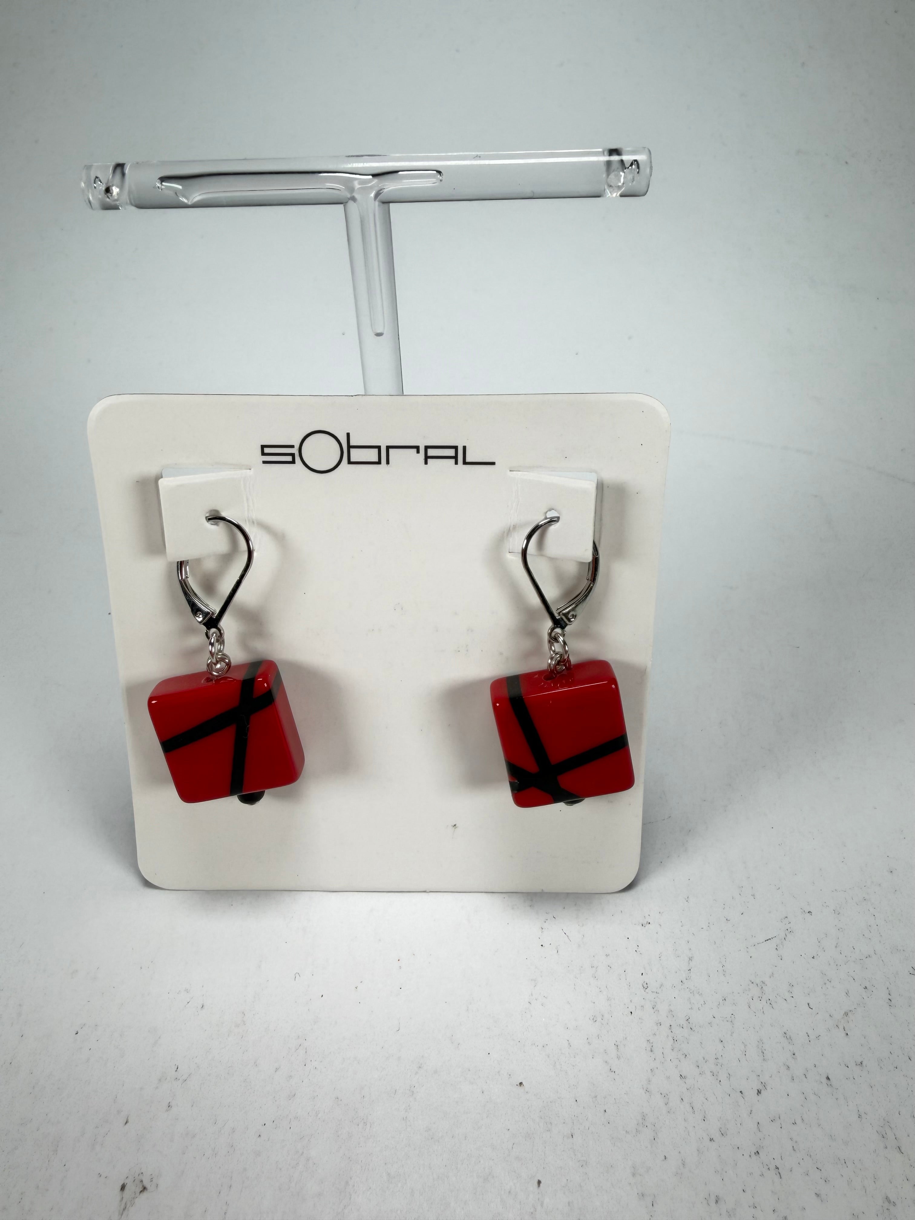 Sobral - Street "Atelie" Red Resin Earrings ( 005338 )