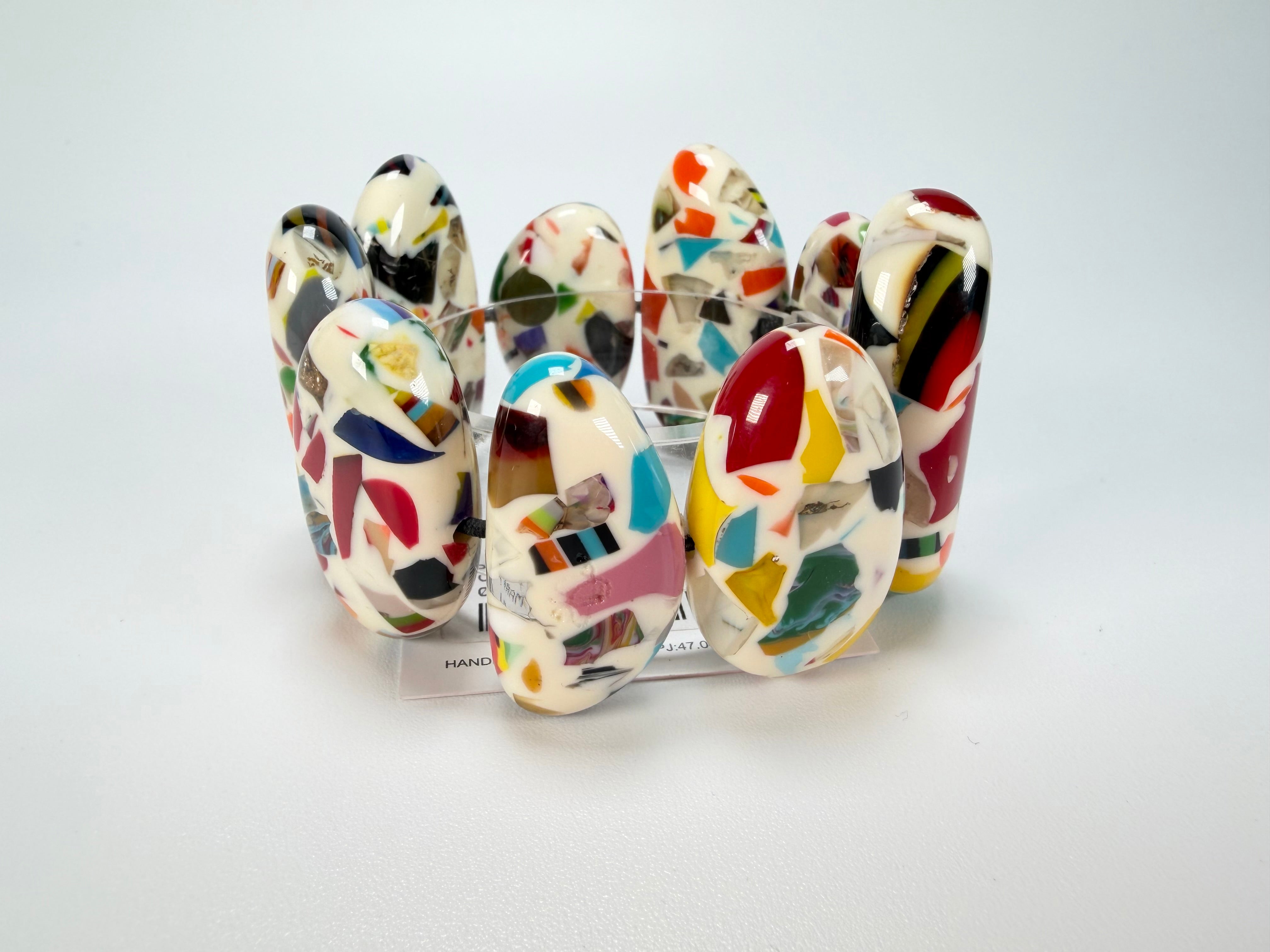 Sobral - Caillou Marfim "Onda" Elasticated Resin Bracelet ( 005329 )
