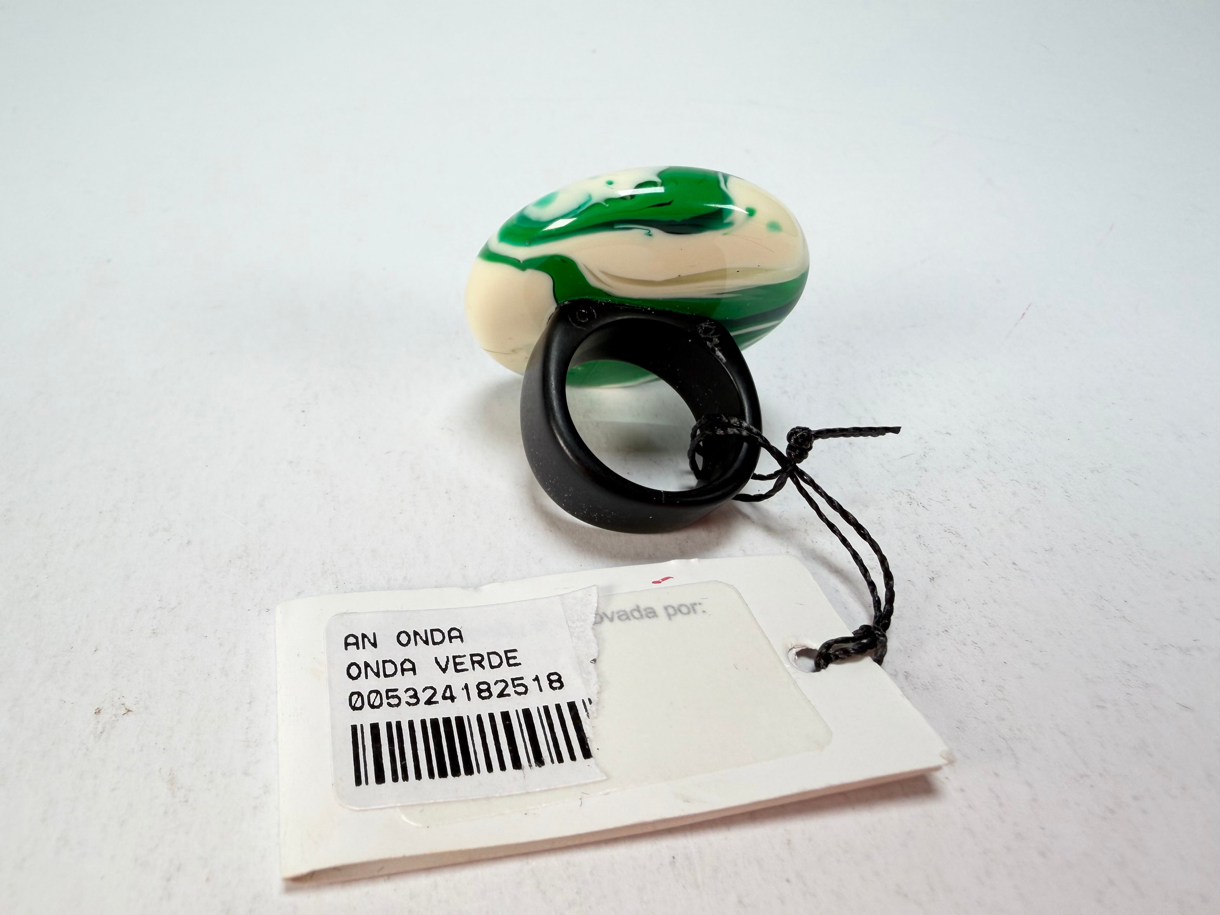 Sobral - Onda Verde "Onda Circle" Green Resin Ring ( 005324 ) - Size UK Q / US 8