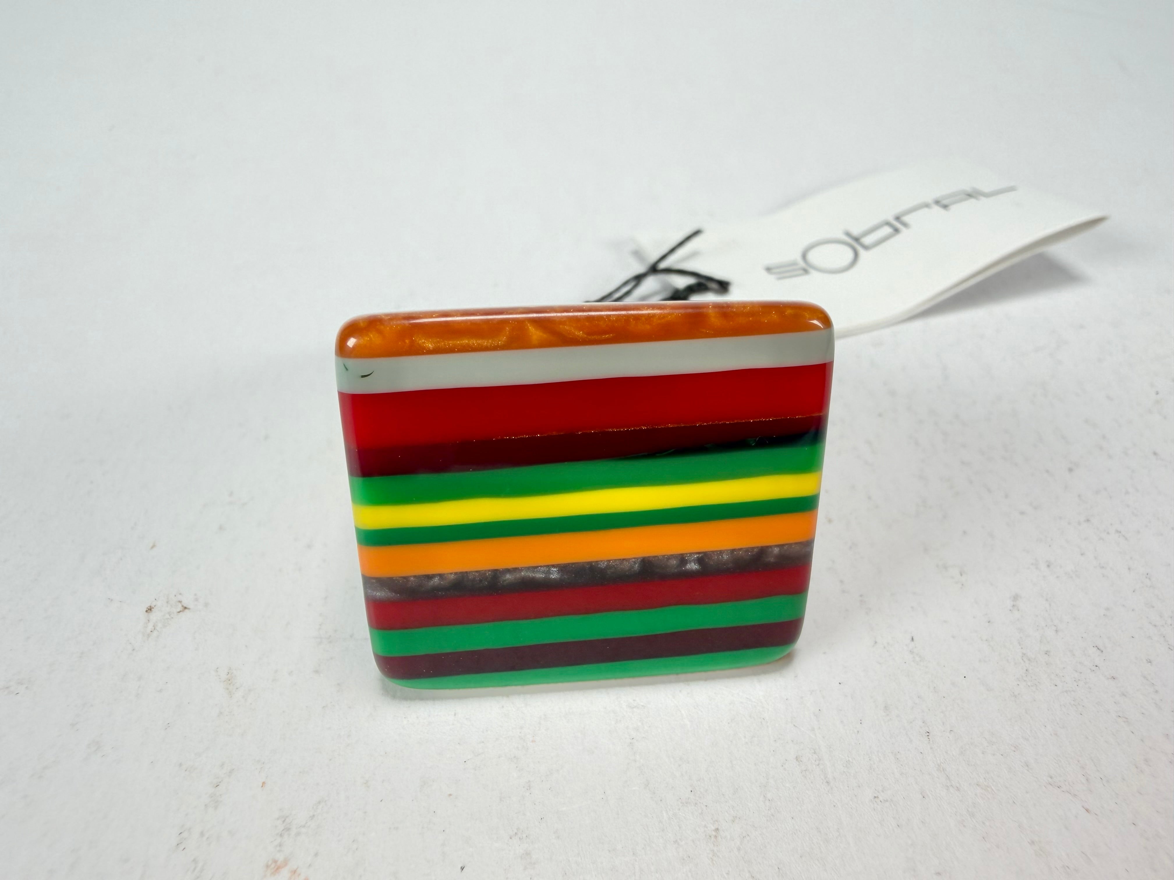 Sobral - Pop Art "Carre" Resin Ring ( 001828 ) - Size UK N / US 6.5