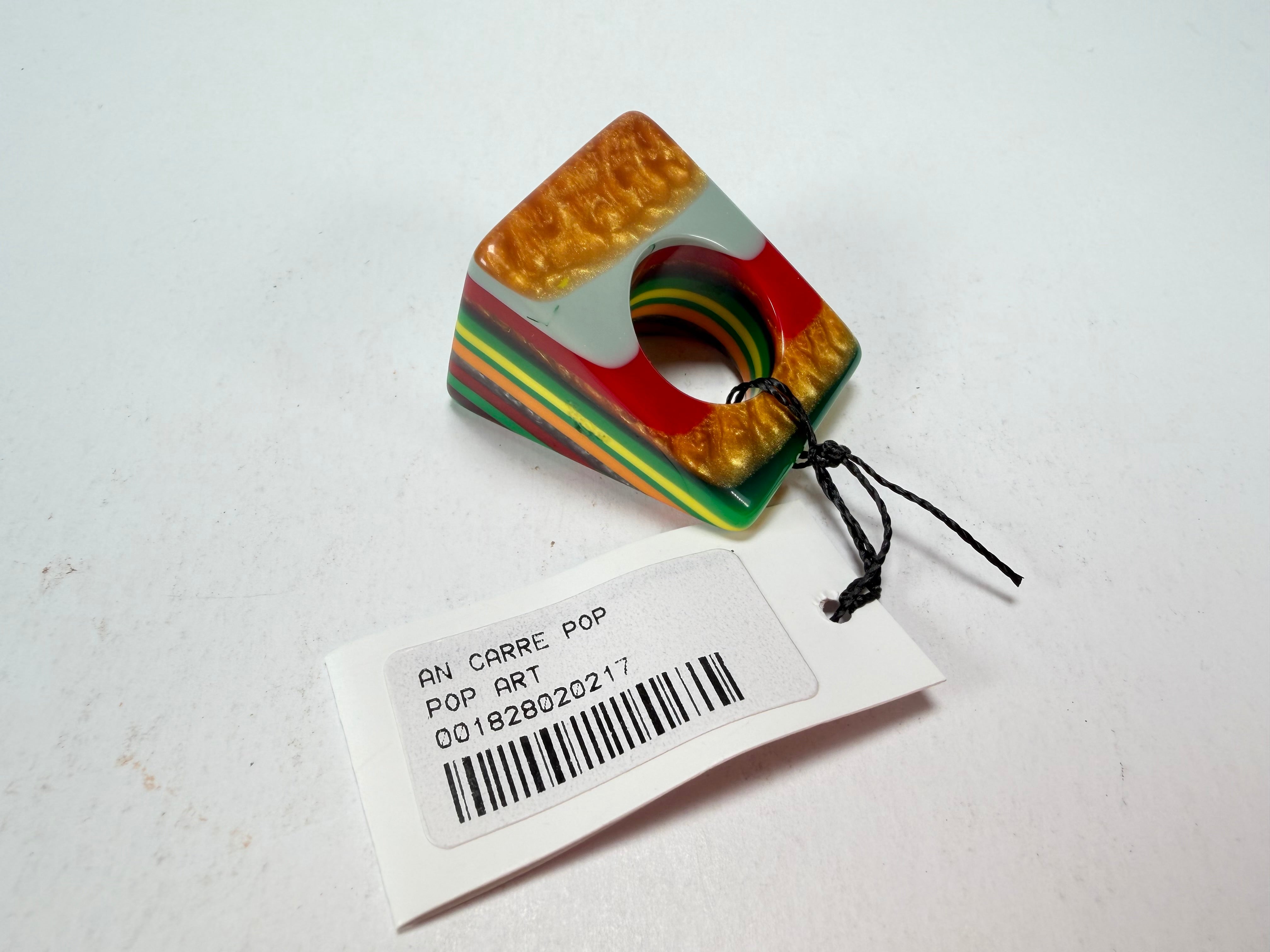 Sobral - Pop Art "Carre" Resin Ring ( 001828 ) - Size UK N / US 6.5