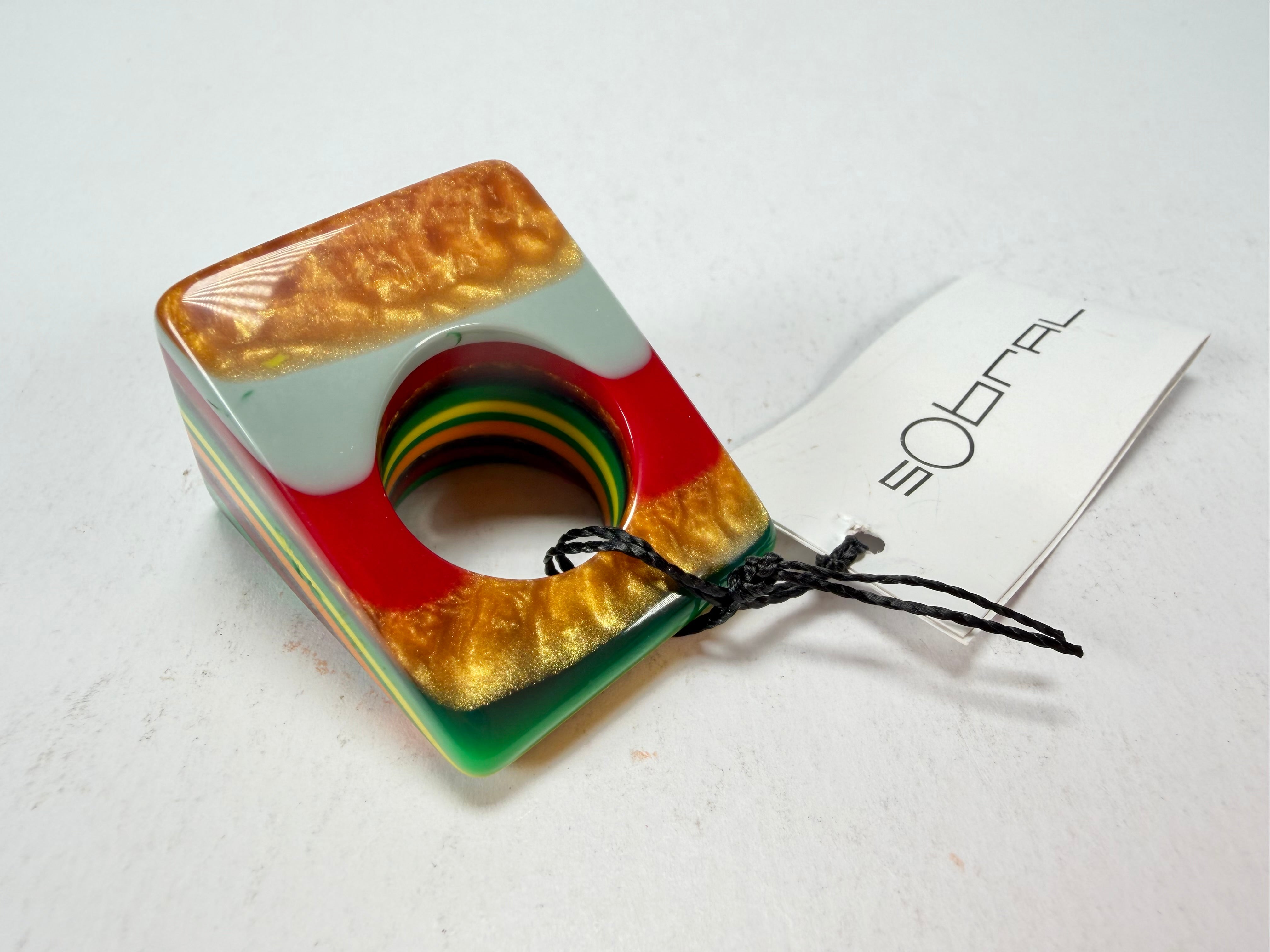 Sobral - Pop Art "Carre" Resin Ring ( 001828 ) - Size UK N / US 6.5