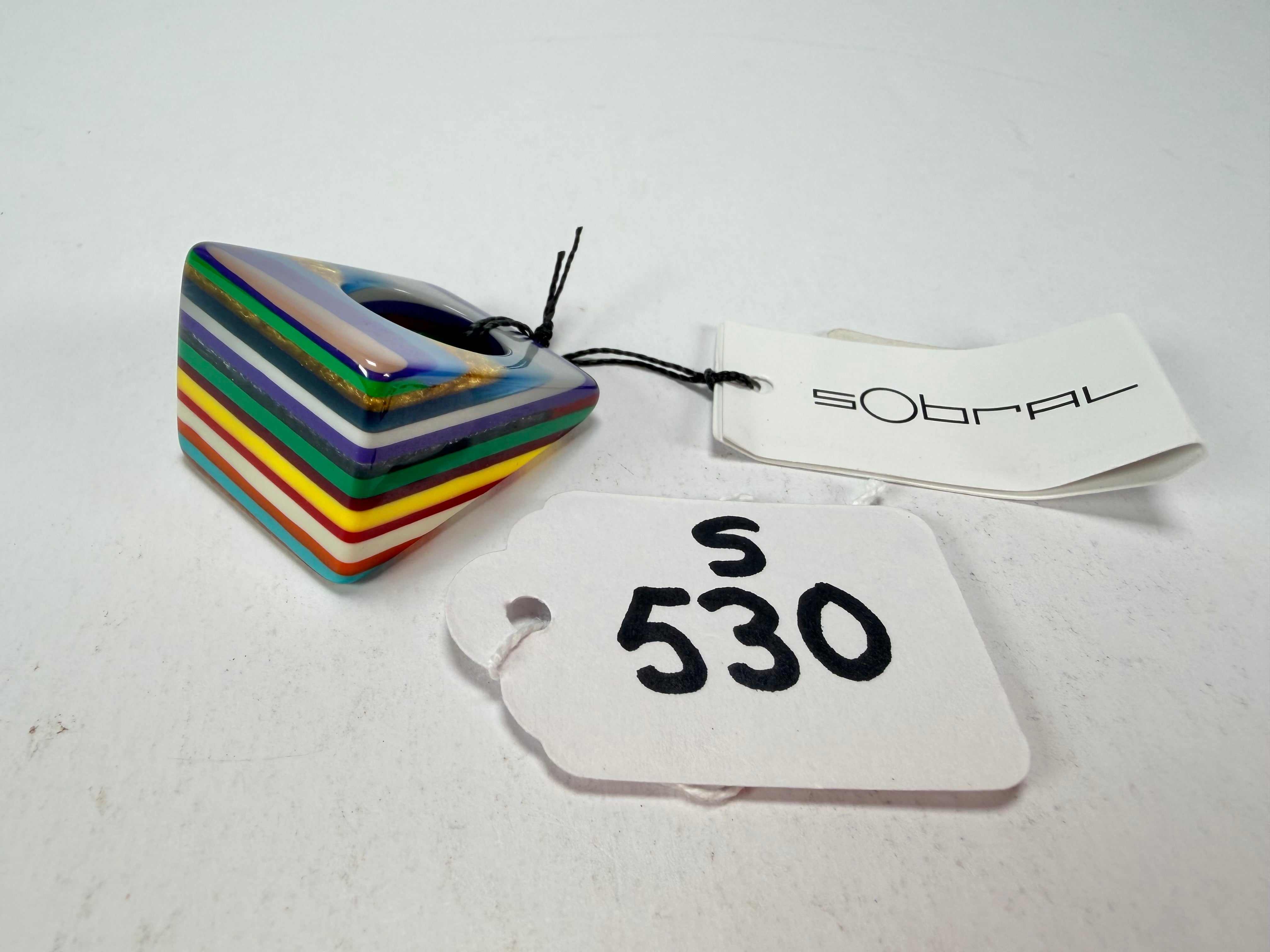 Sobral - Pop Art "Carre" Resin Ring ( 001828 ) - Size UK O / US 7