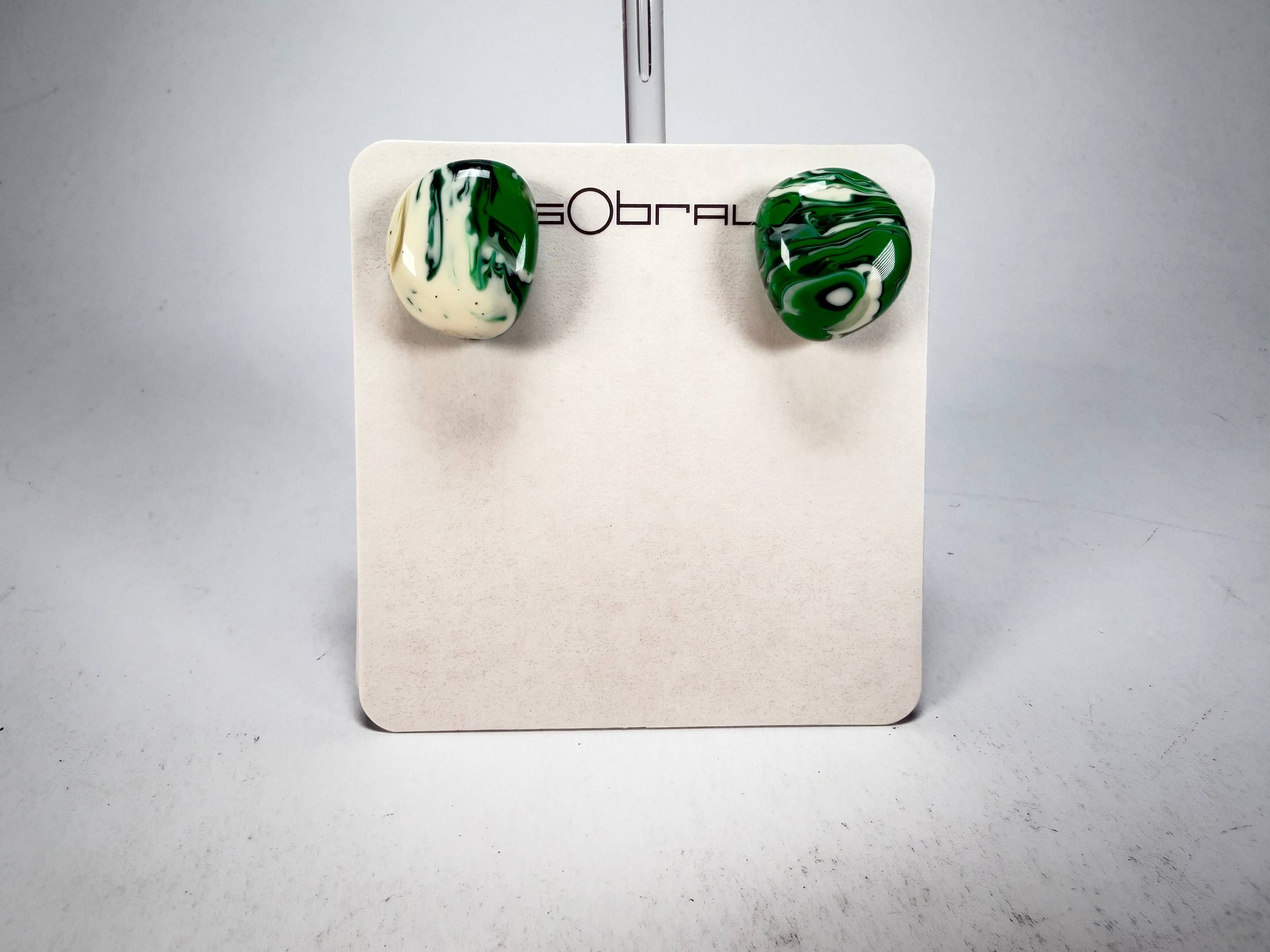 Sobral - Onda Verde "Wave" Green Resin Clip On Earrings ( 005331 )