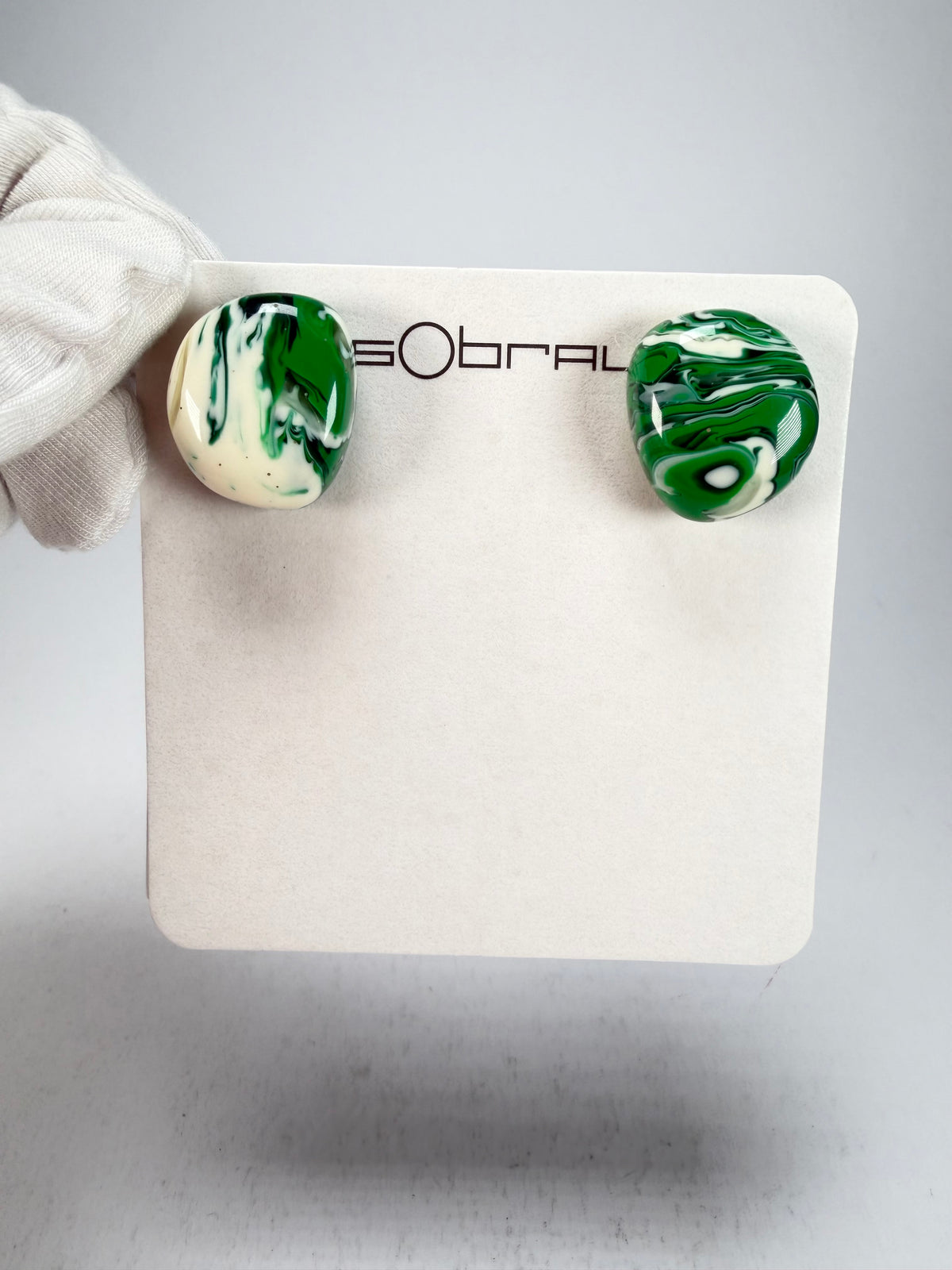 Sobral - Onda Verde "Wave" Green Resin Clip On Earrings ( 005331 )