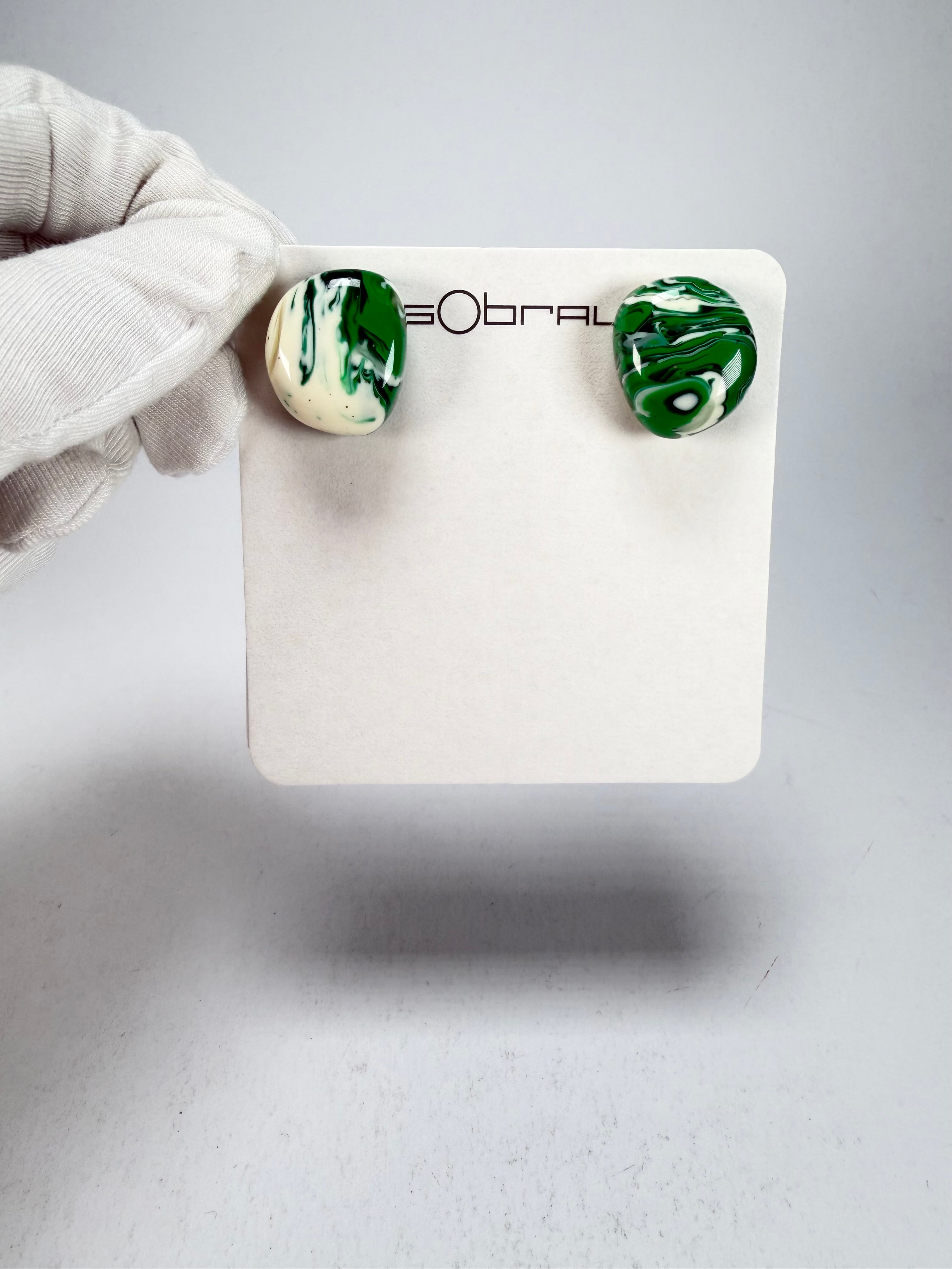 Sobral - Onda Verde "Wave" Green Resin Clip On Earrings ( 005331 )