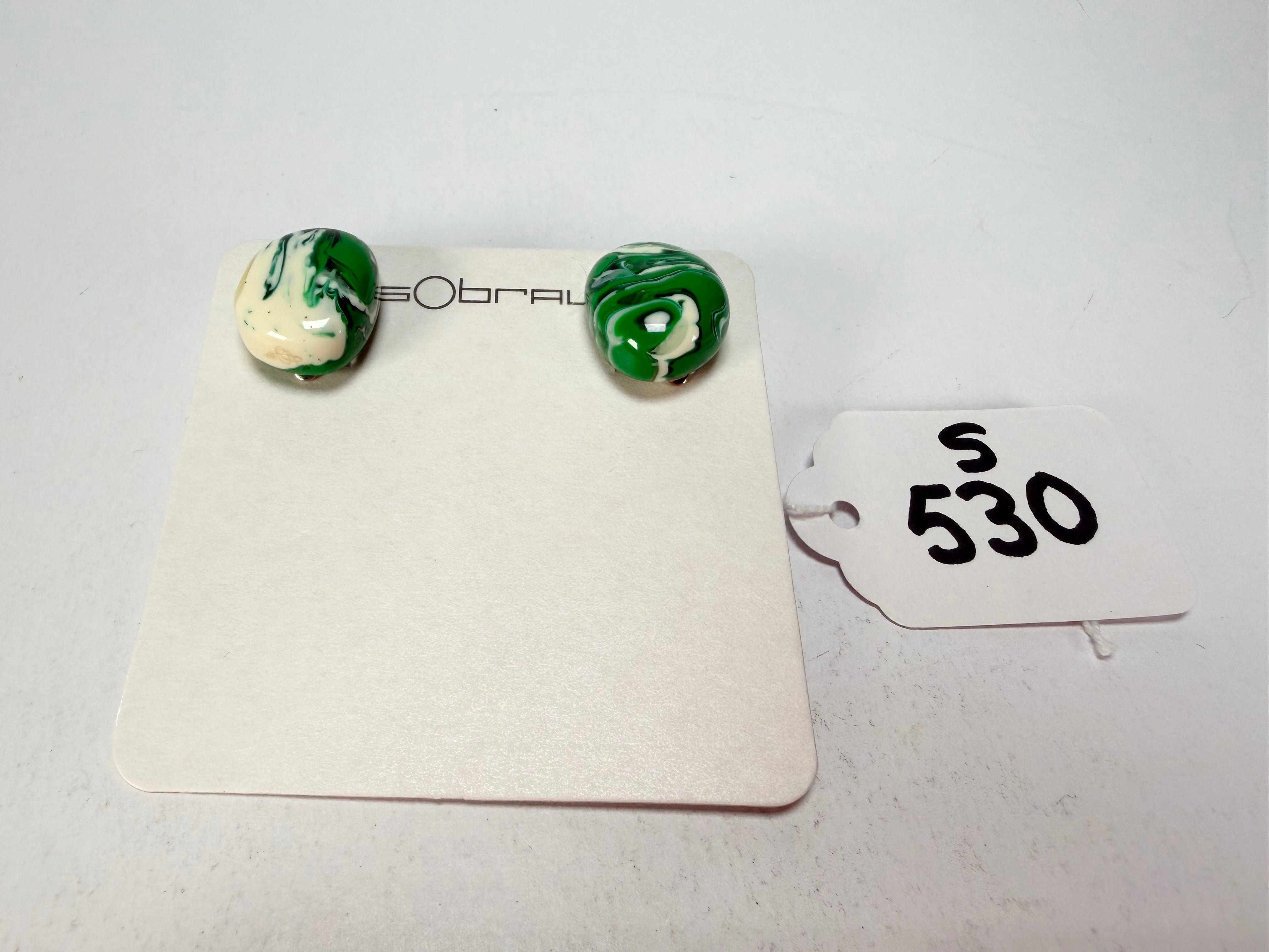 Sobral - Onda Verde "Wave" Green Resin Clip On Earrings ( 005331 )