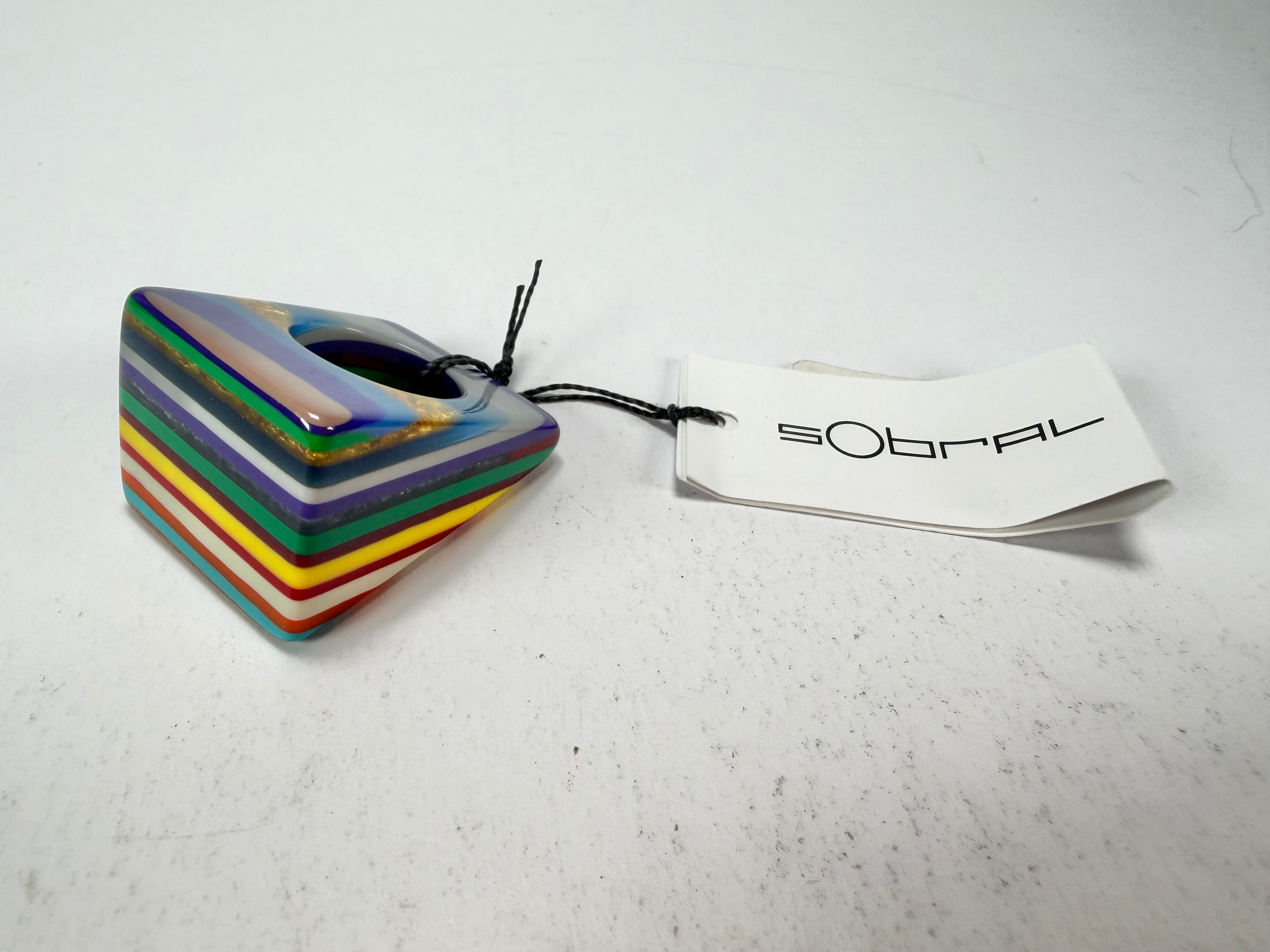 Sobral - Pop Art "Carre" Resin Ring ( 001828 ) - Size UK O / US 7