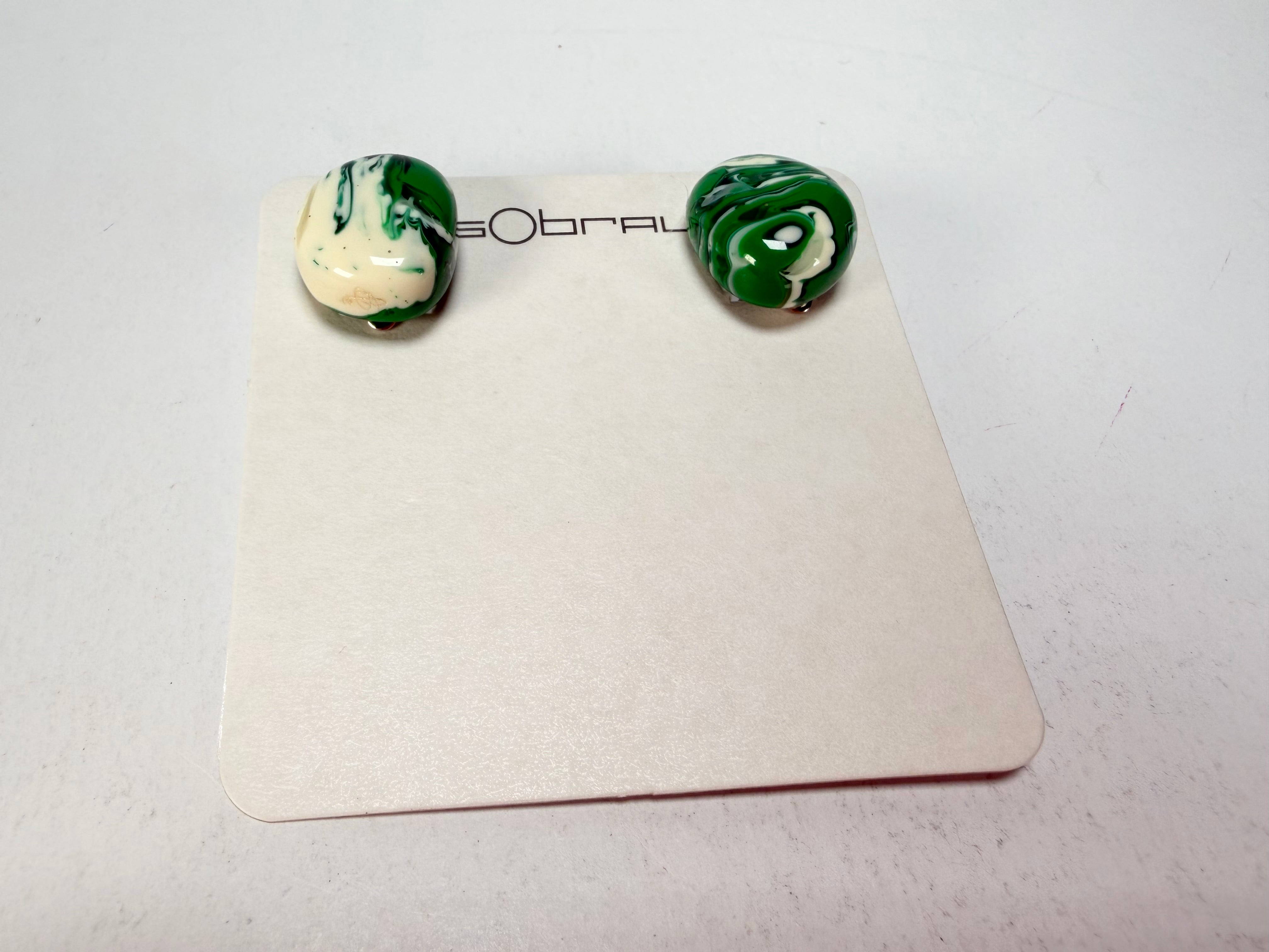 Sobral - Onda Verde "Wave" Green Resin Clip On Earrings ( 005331 )
