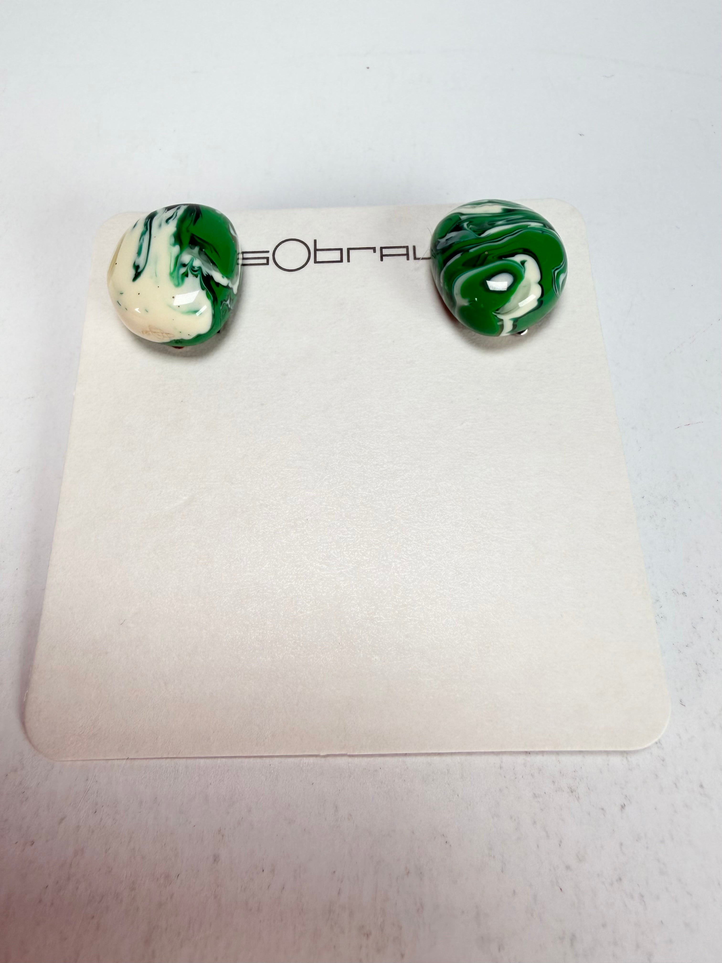 Sobral - Onda Verde "Wave" Green Resin Clip On Earrings ( 005331 )