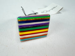 Sobral - Pop Art "Carre" Resin Ring ( 001828 ) - Size UK O / US 7