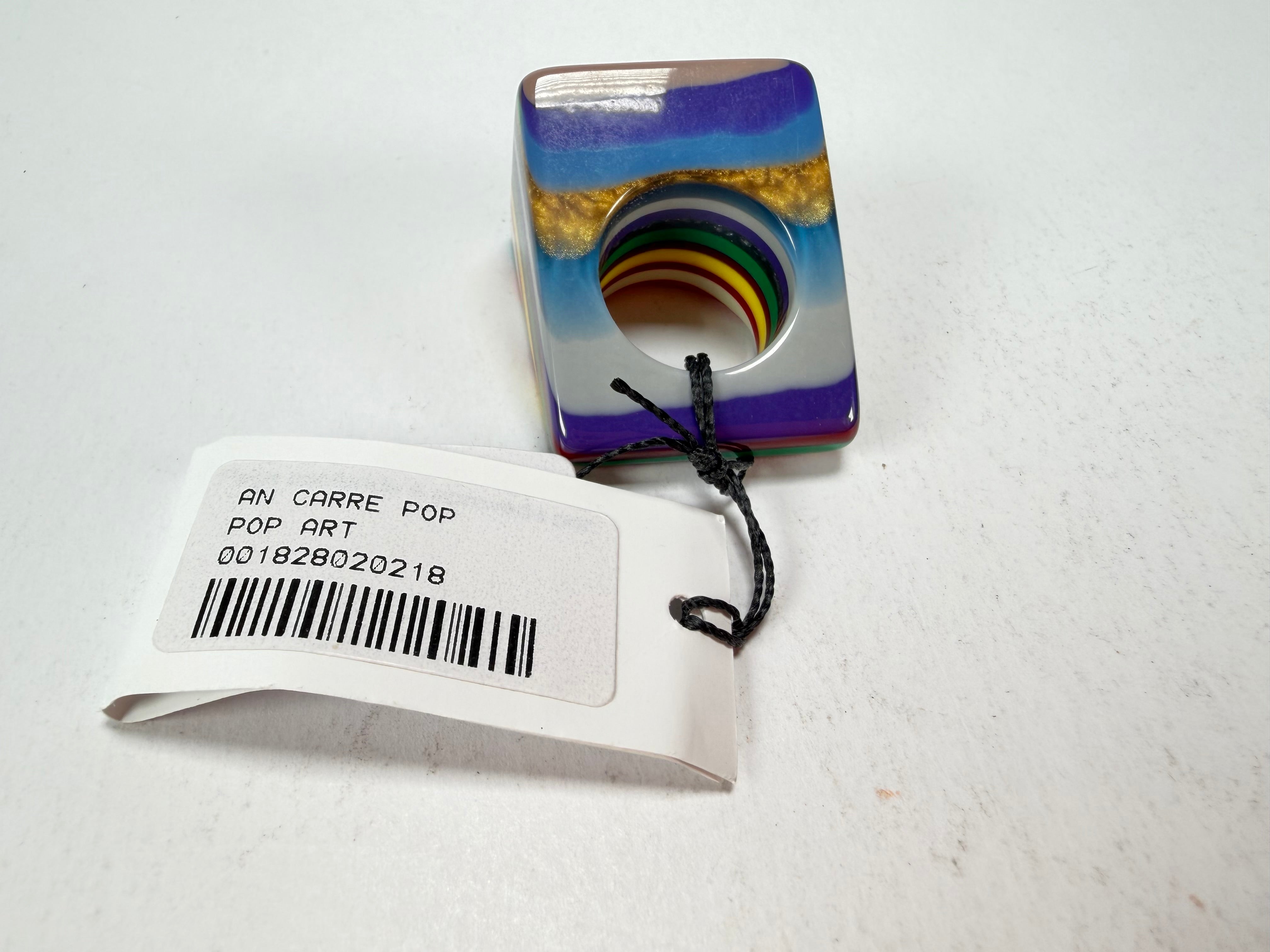 Sobral - Pop Art "Carre" Resin Ring ( 001828 ) - Size UK O / US 7