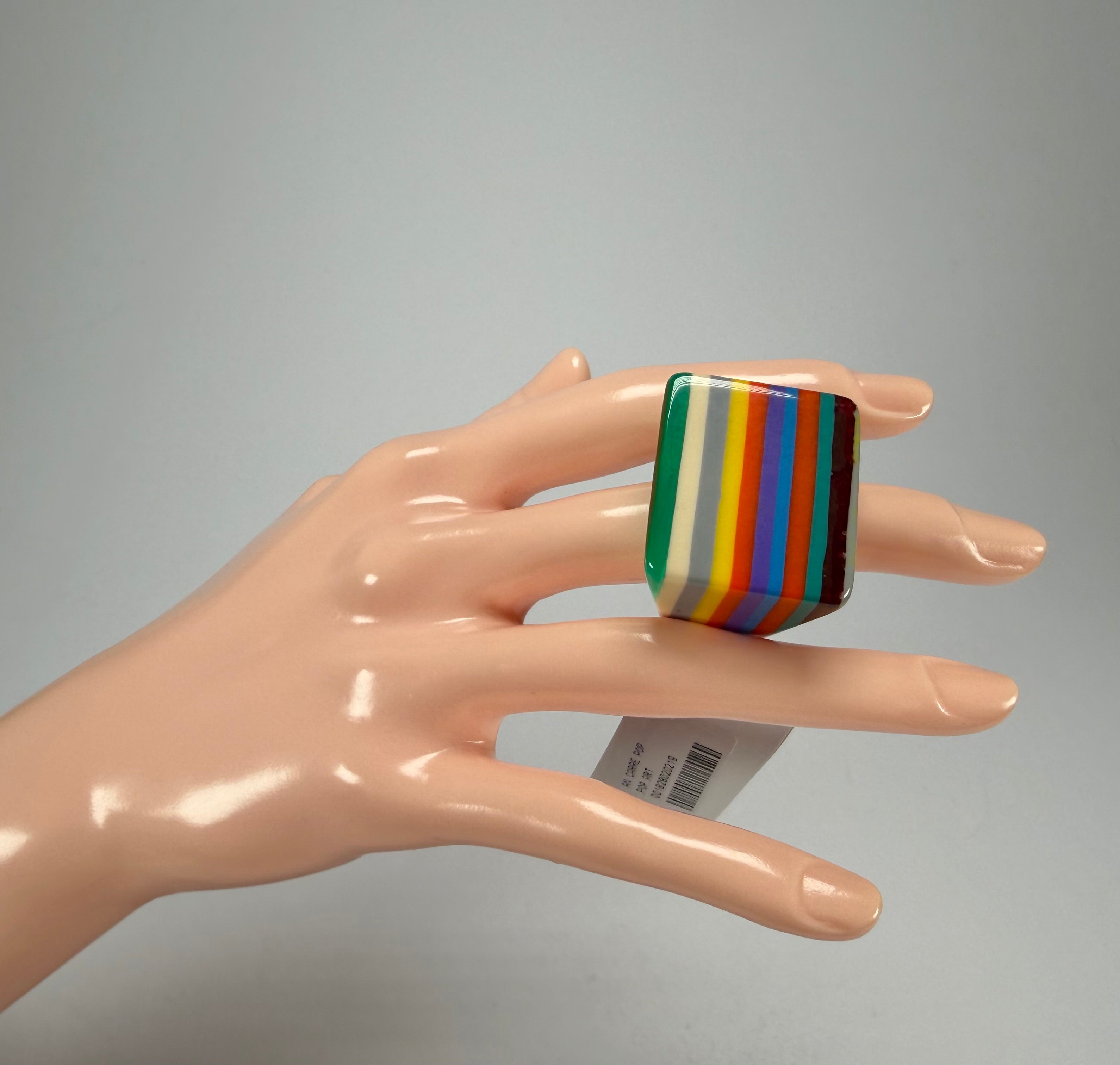 Sobral - Pop Art "Carre" Resin Ring ( 001828 ) - Size UK R / US 9