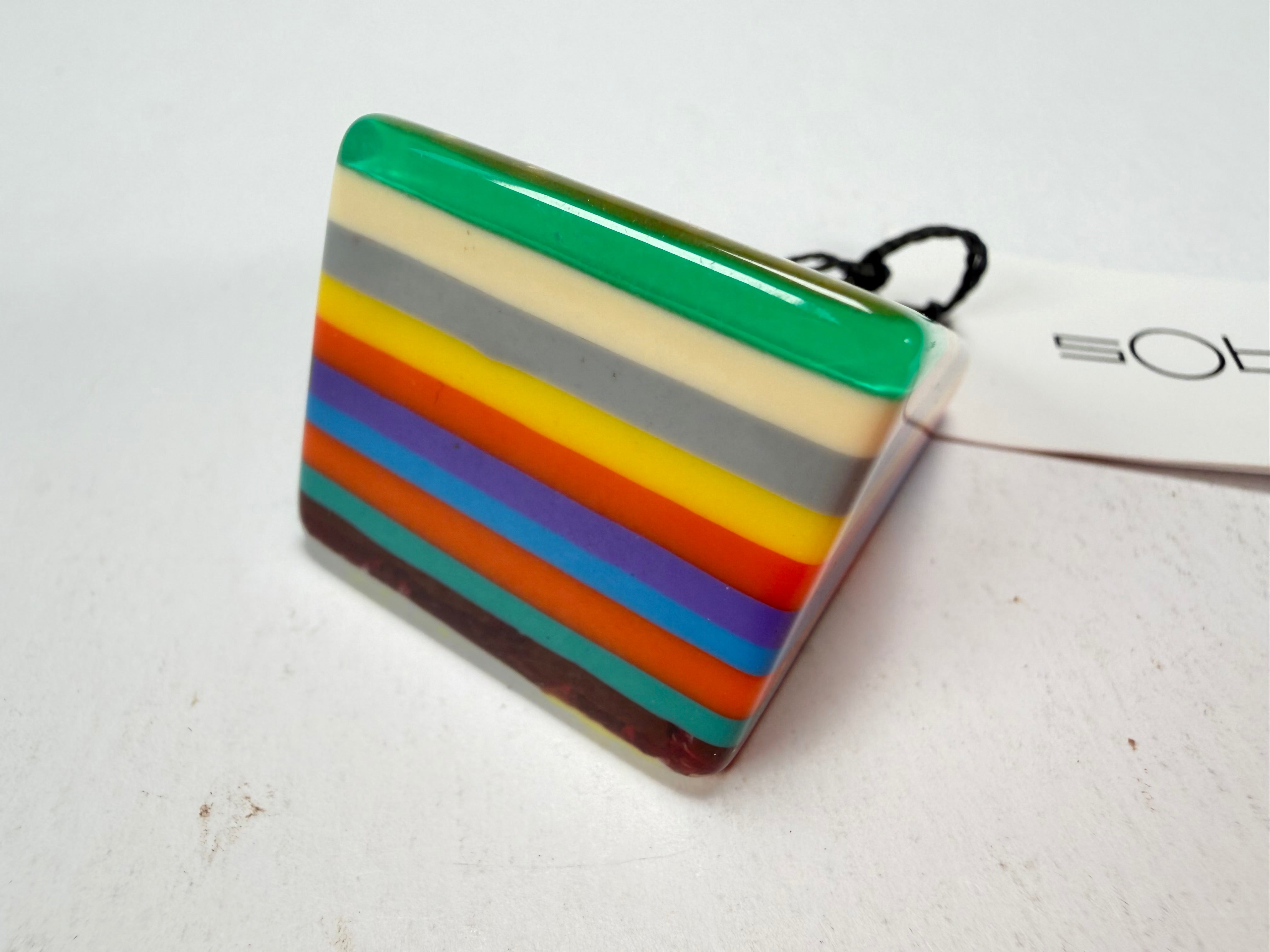 Sobral - Pop Art "Carre" Resin Ring ( 001828 ) - Size UK R / US 9