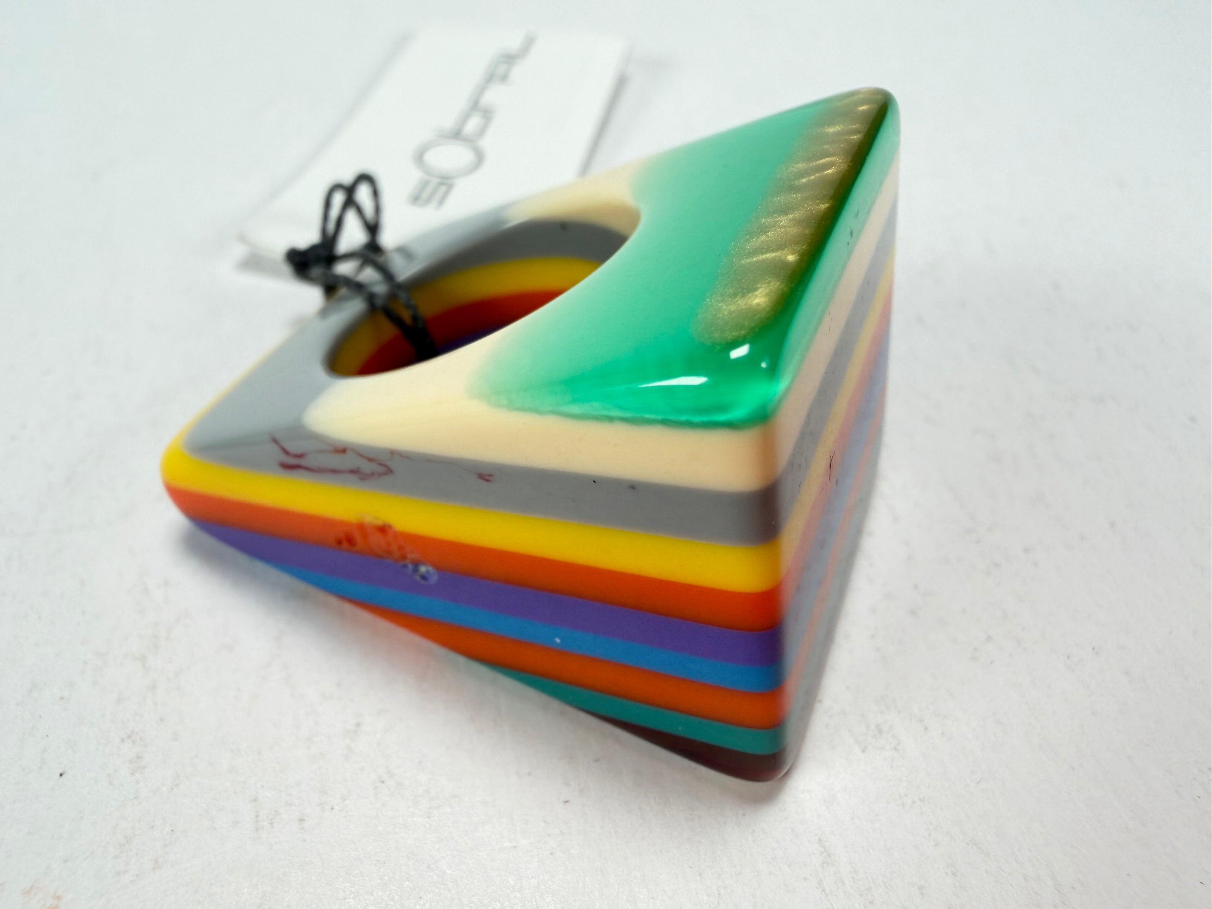 Sobral - Pop Art "Carre" Resin Ring ( 001828 ) - Size UK R / US 9