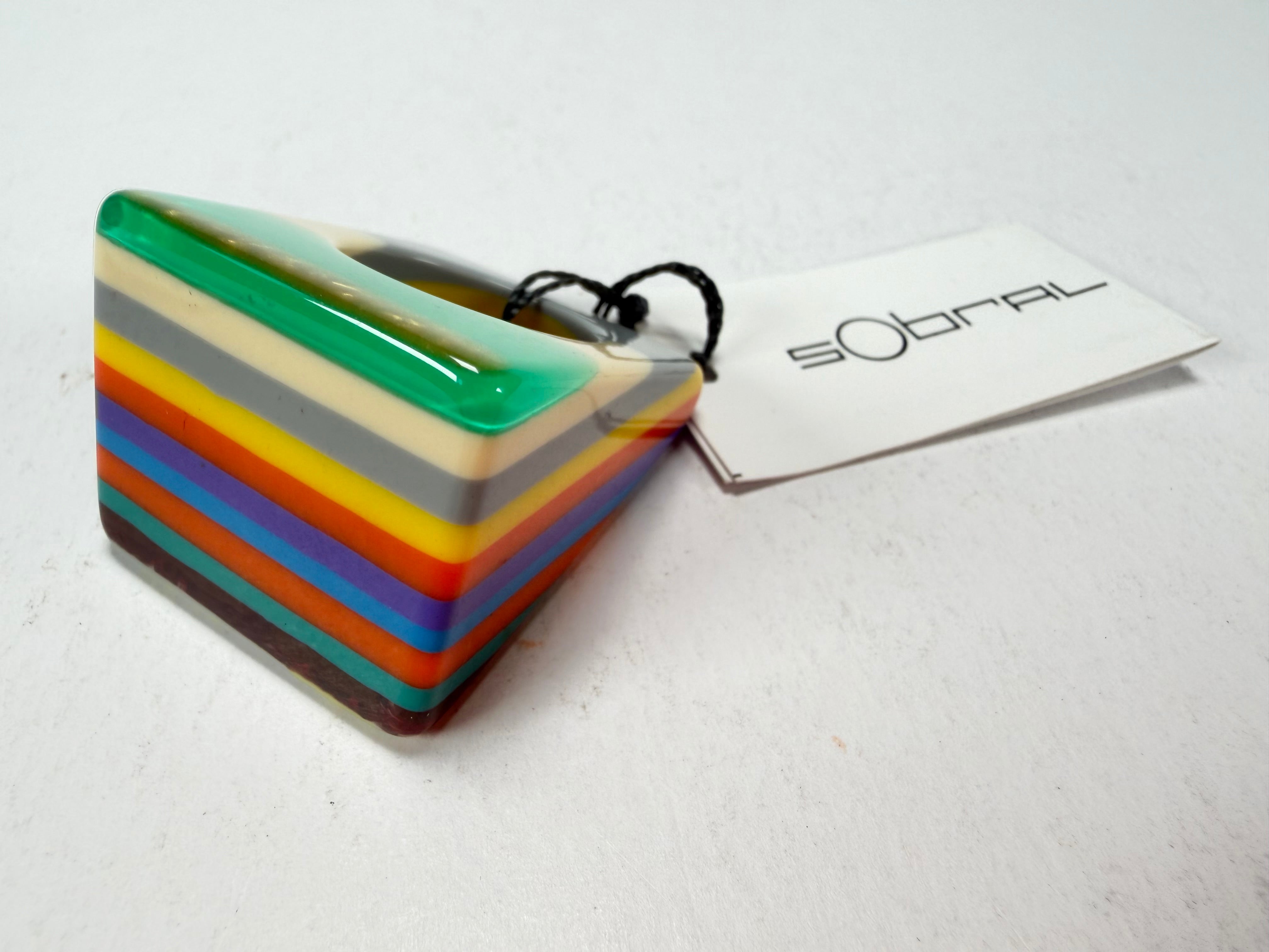 Sobral - Pop Art "Carre" Resin Ring ( 001828 ) - Size UK R / US 9