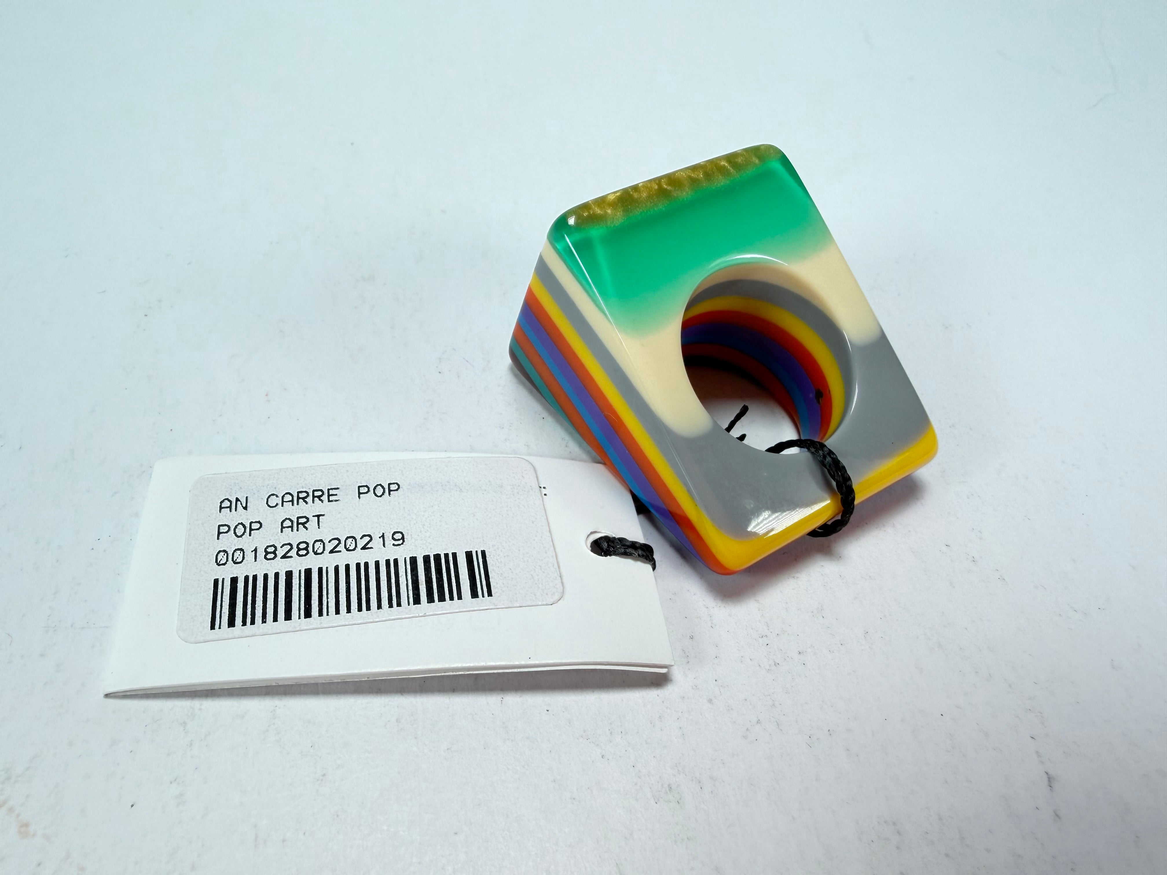 Sobral - Pop Art "Carre" Resin Ring ( 001828 ) - Size UK R / US 9