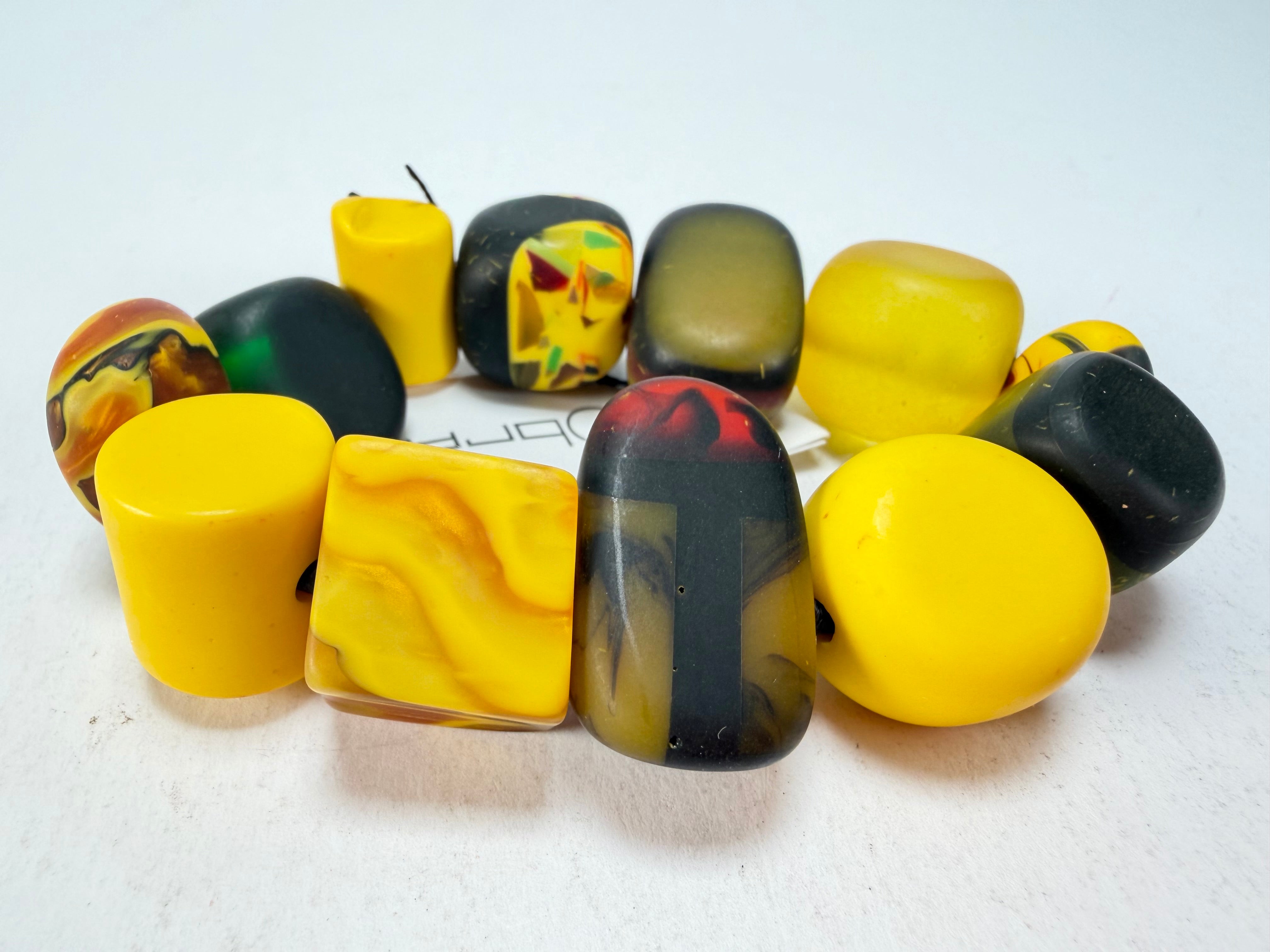 Sobral - Indiana "Amarelo" Yellow Mix Elasticated Resin Bracelet ( 000210 )