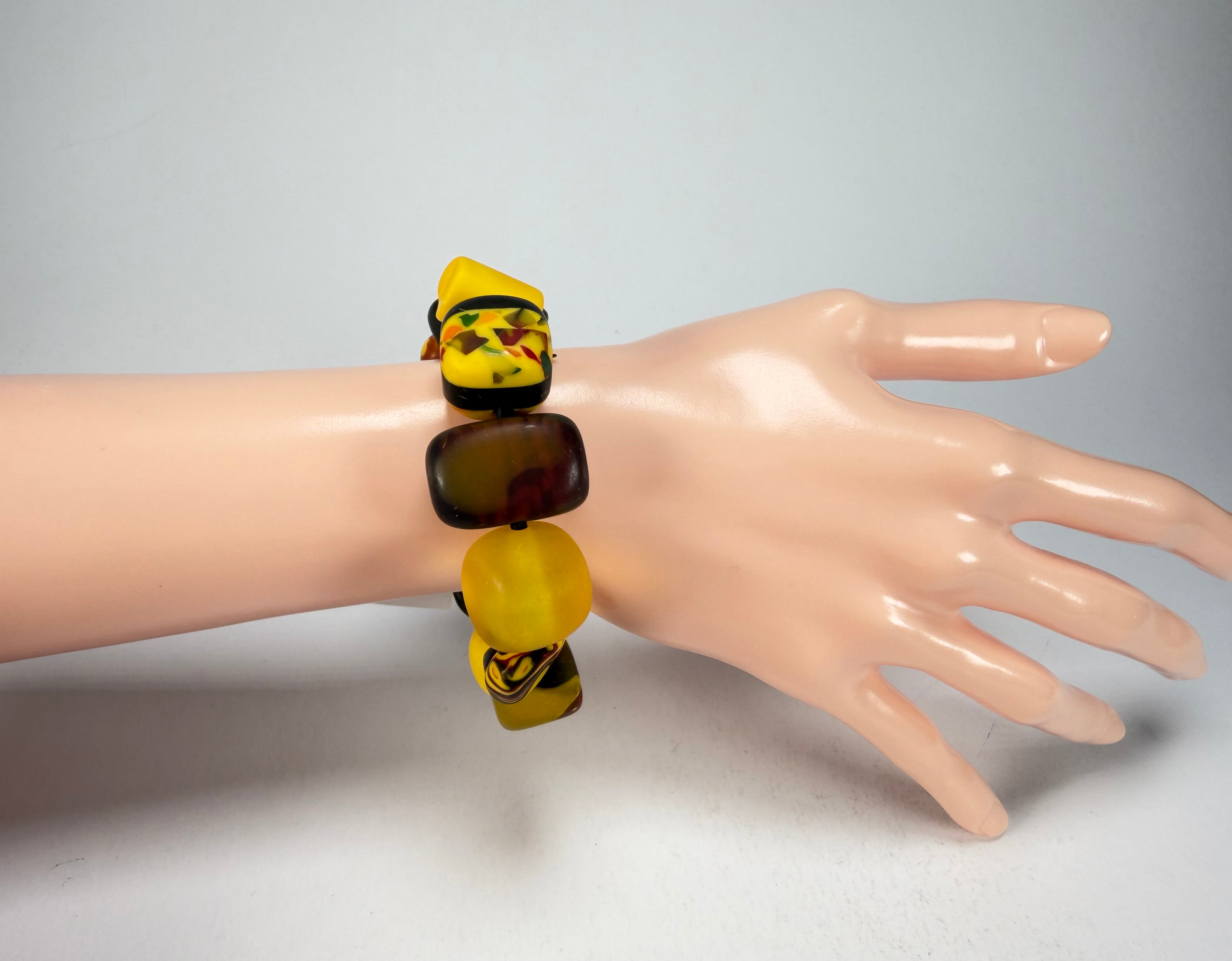 Sobral - Indiana "Amarelo" Yellow Mix Elasticated Resin Bracelet ( 000210 )