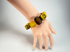 Sobral - Indiana "Amarelo" Yellow Mix Elasticated Resin Bracelet ( 000210 )