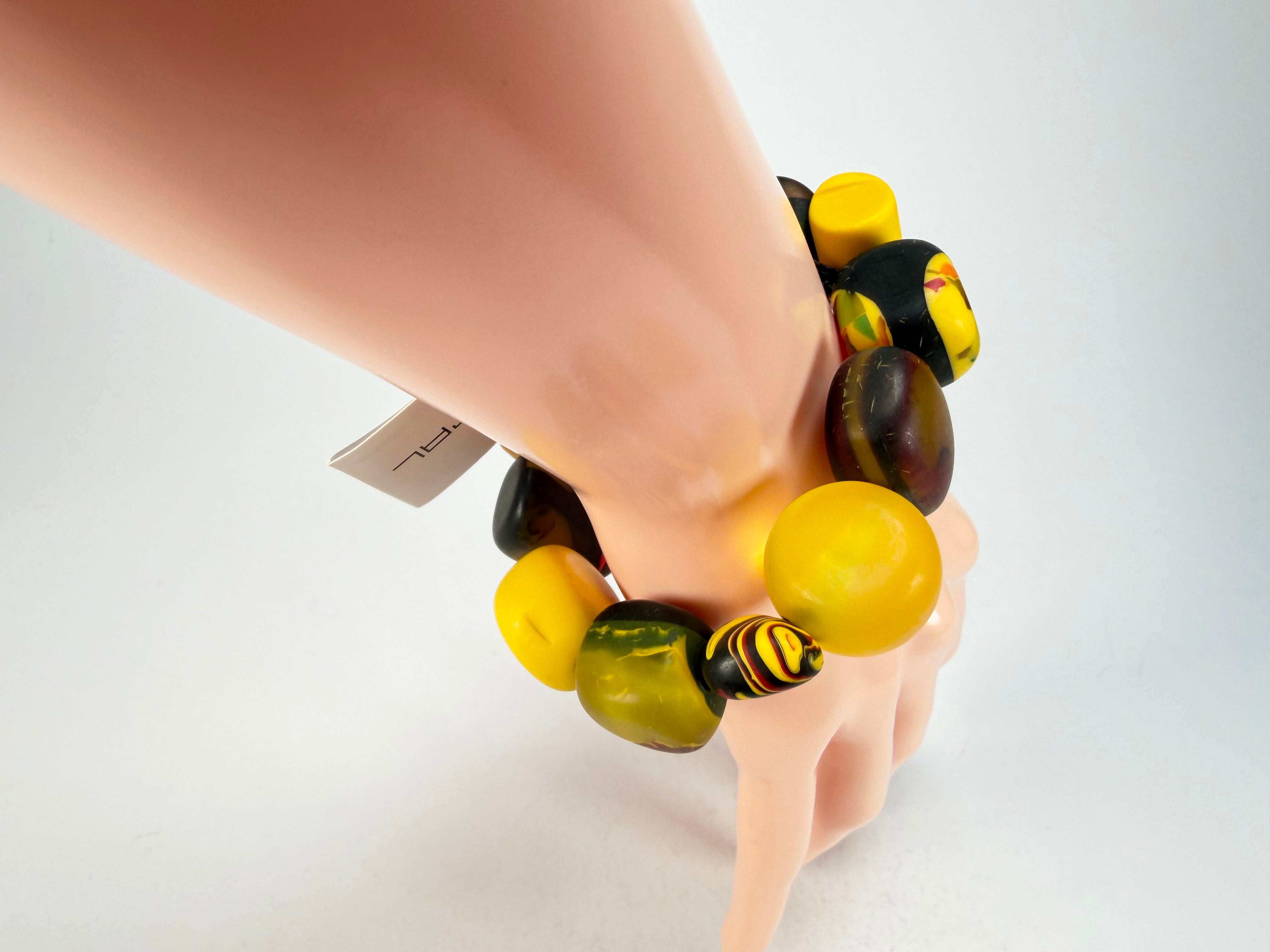 Sobral - Indiana "Amarelo" Yellow Mix Elasticated Resin Bracelet ( 000210 )