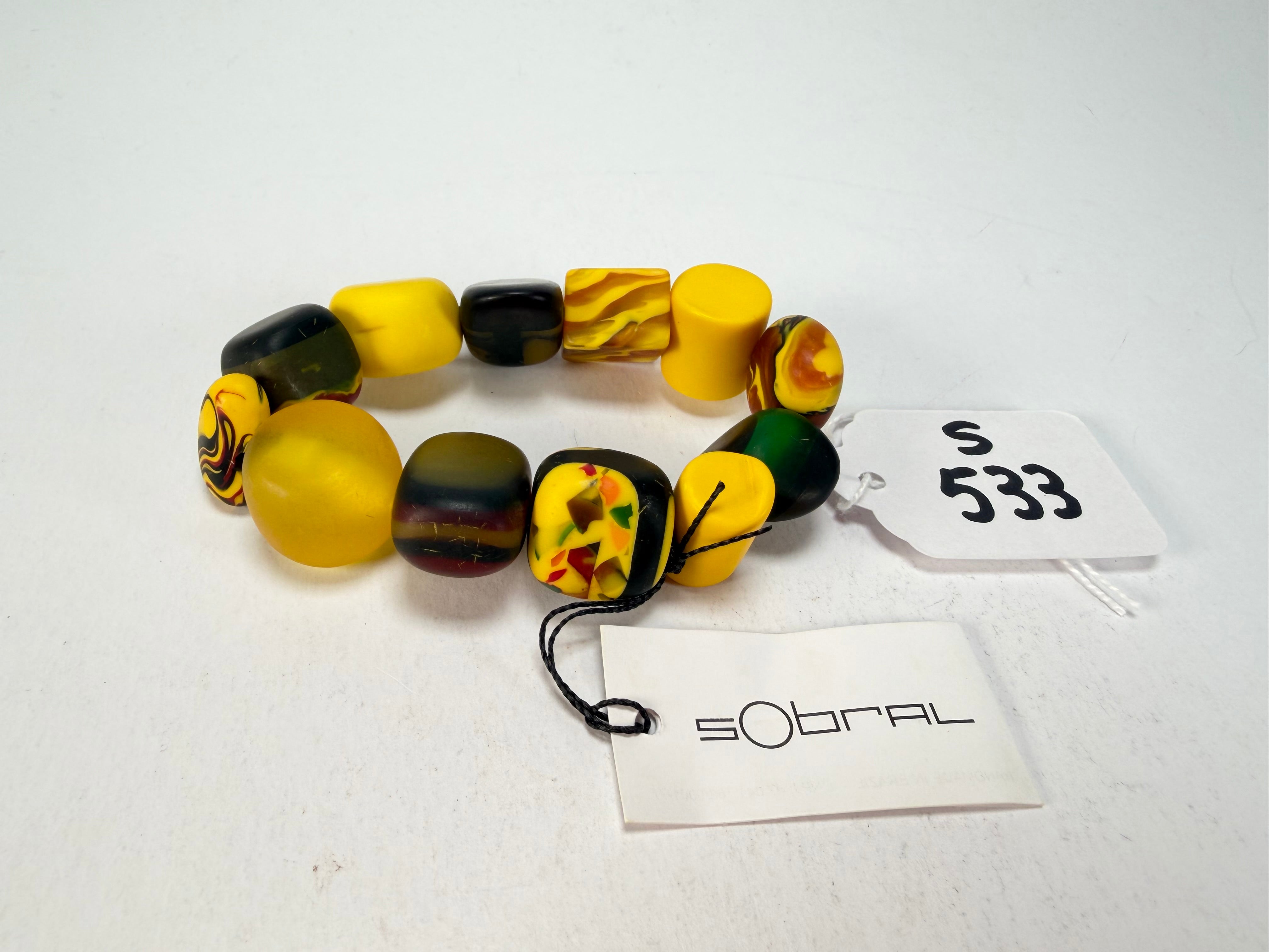 Sobral - Indiana "Amarelo" Yellow Mix Elasticated Resin Bracelet ( 000210 )