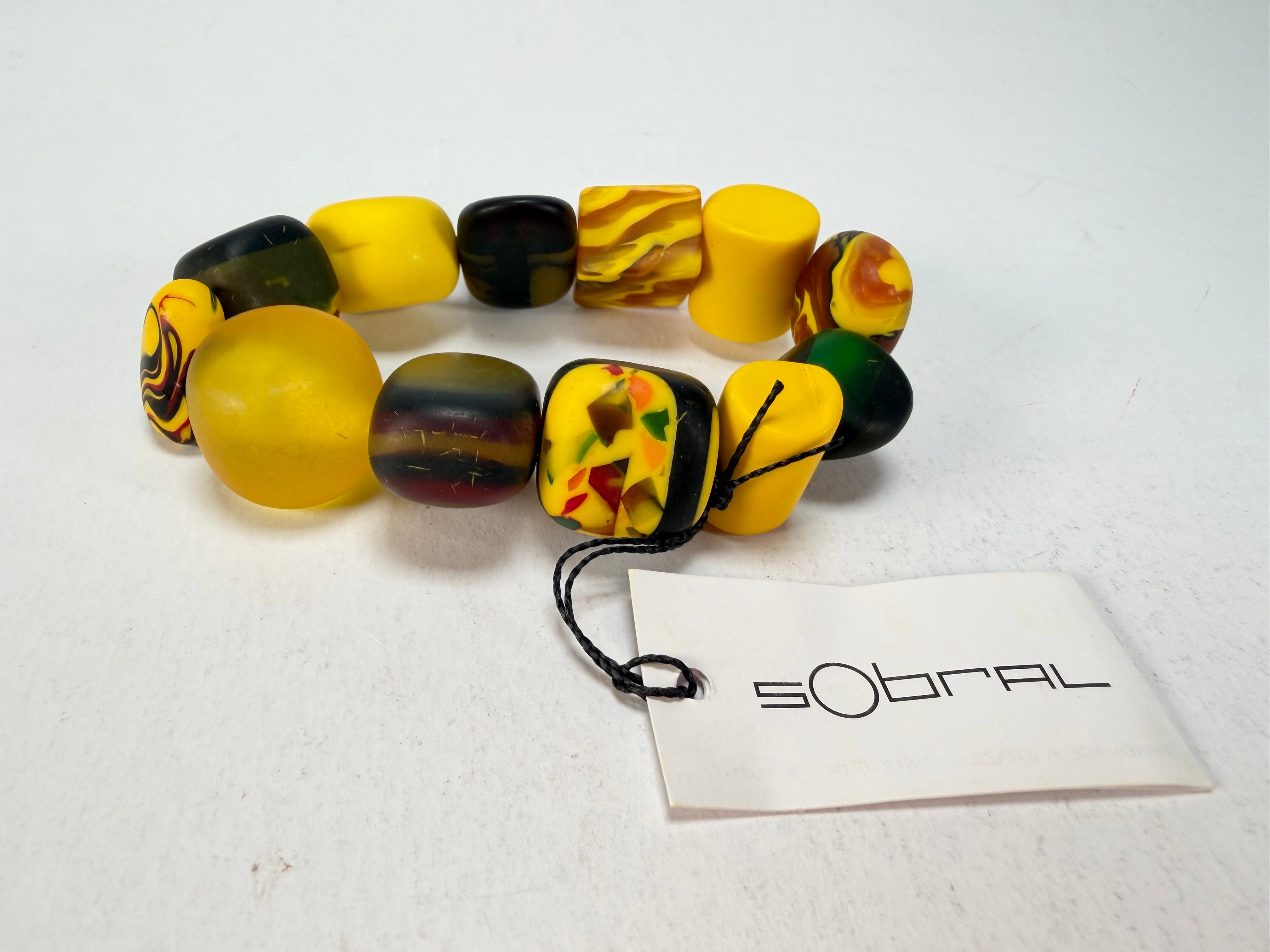 Sobral - Indiana "Amarelo" Yellow Mix Elasticated Resin Bracelet ( 000210 )