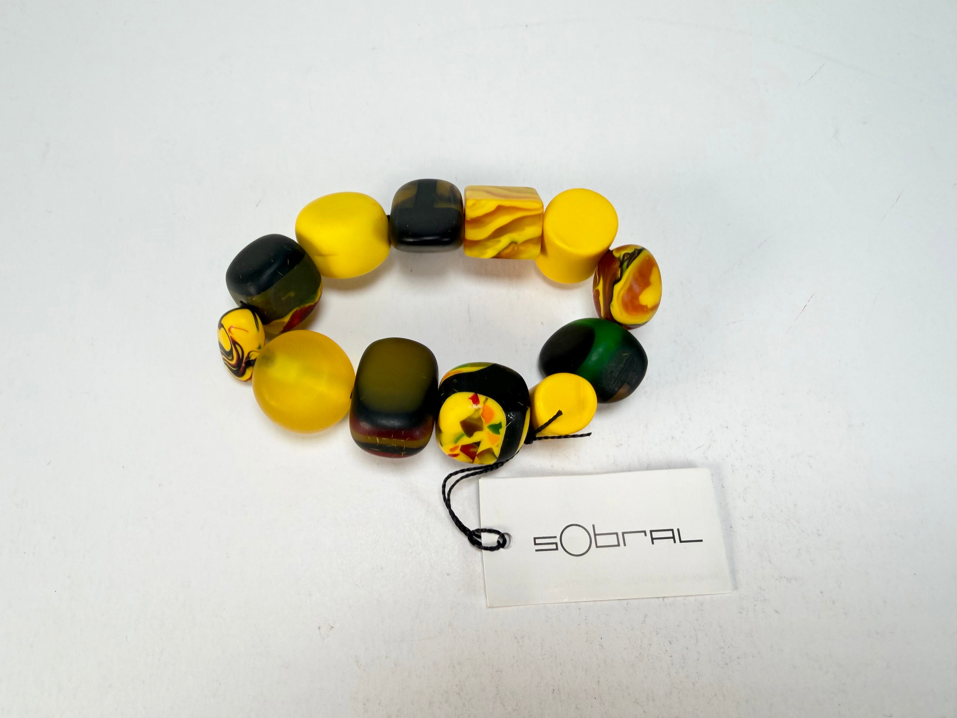 Sobral - Indiana "Amarelo" Yellow Mix Elasticated Resin Bracelet ( 000210 )