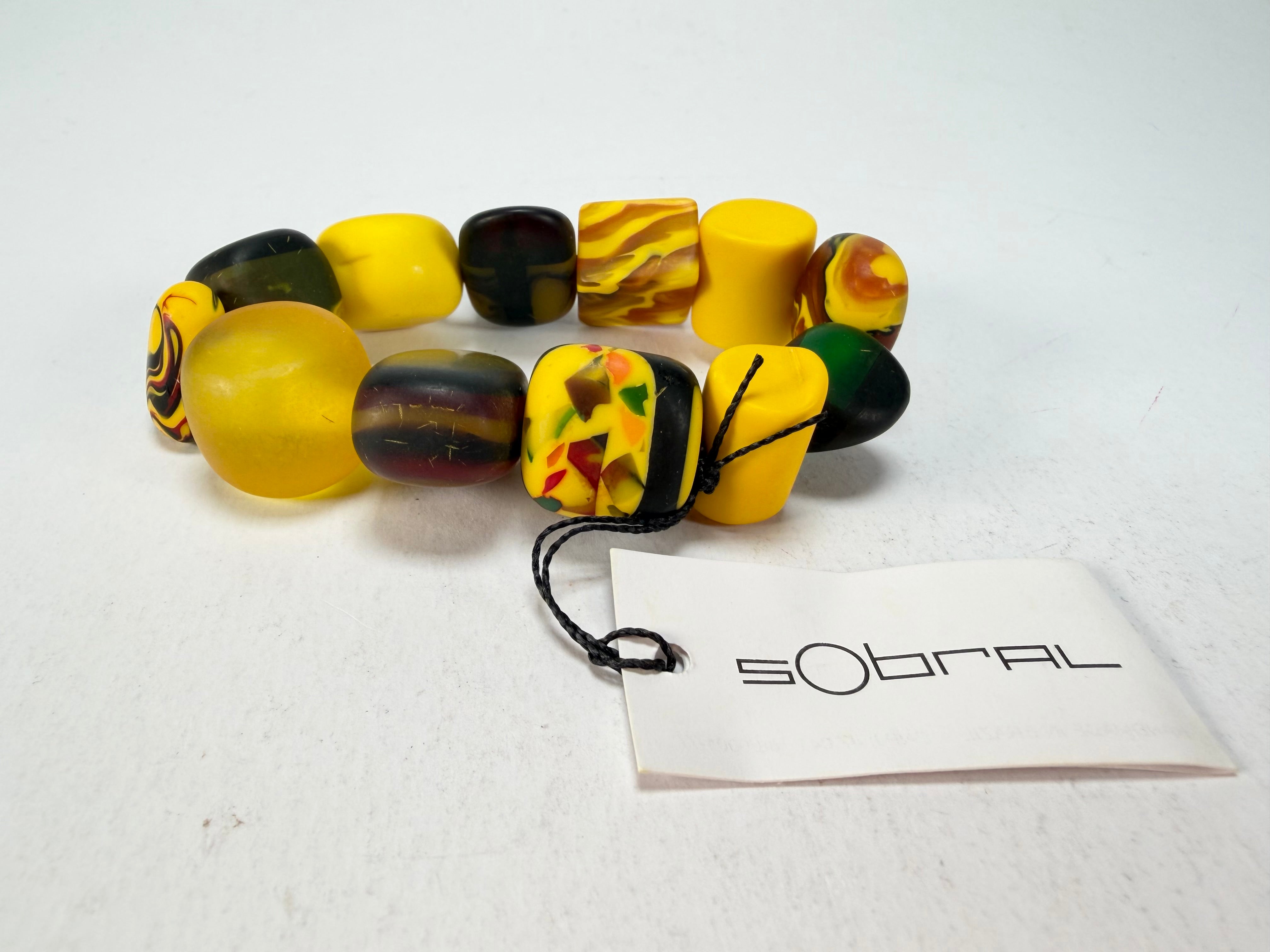 Sobral - Indiana "Amarelo" Yellow Mix Elasticated Resin Bracelet ( 000210 )