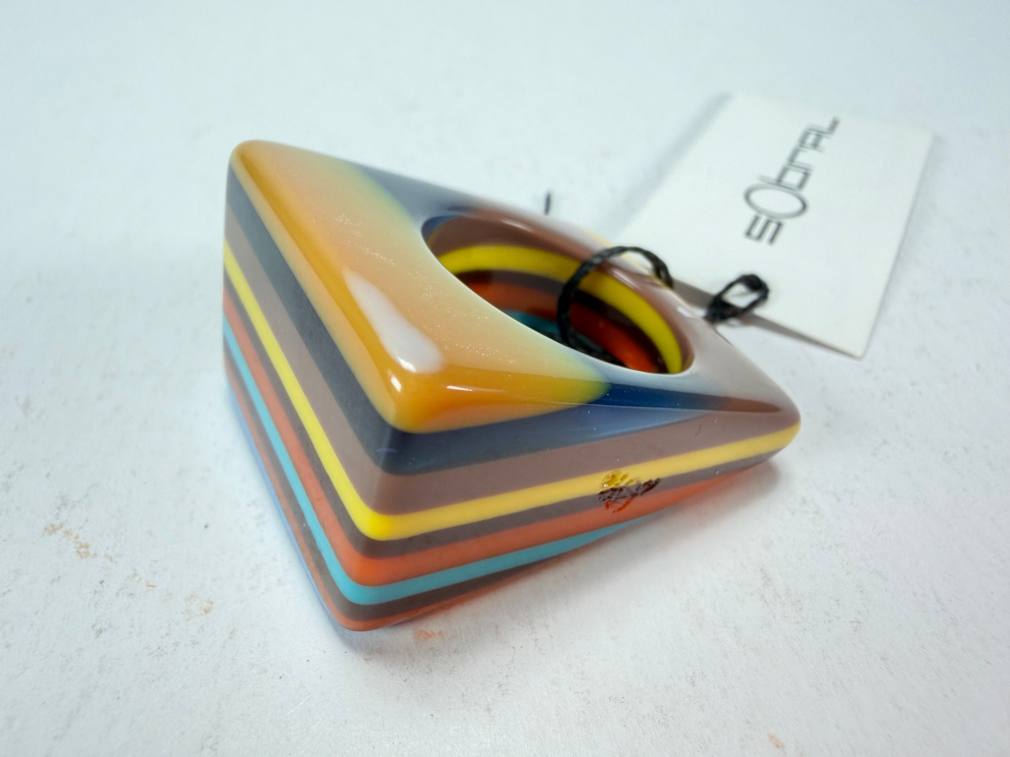 Sobral - Pop Art "Carre" Resin Ring ( 001828 ) - Size UK S / US 9