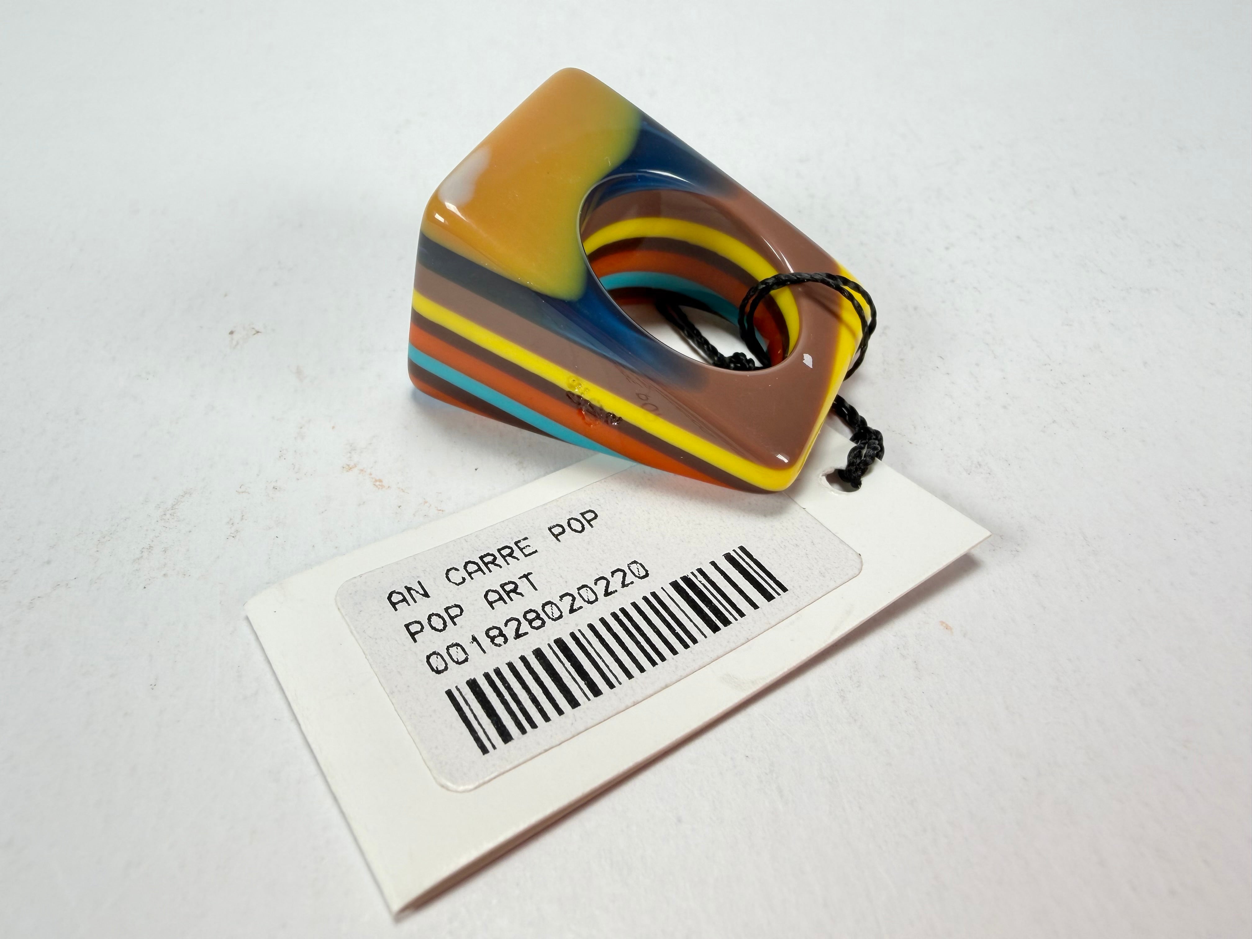 Sobral - Pop Art "Carre" Resin Ring ( 001828 ) - Size UK S / US 9