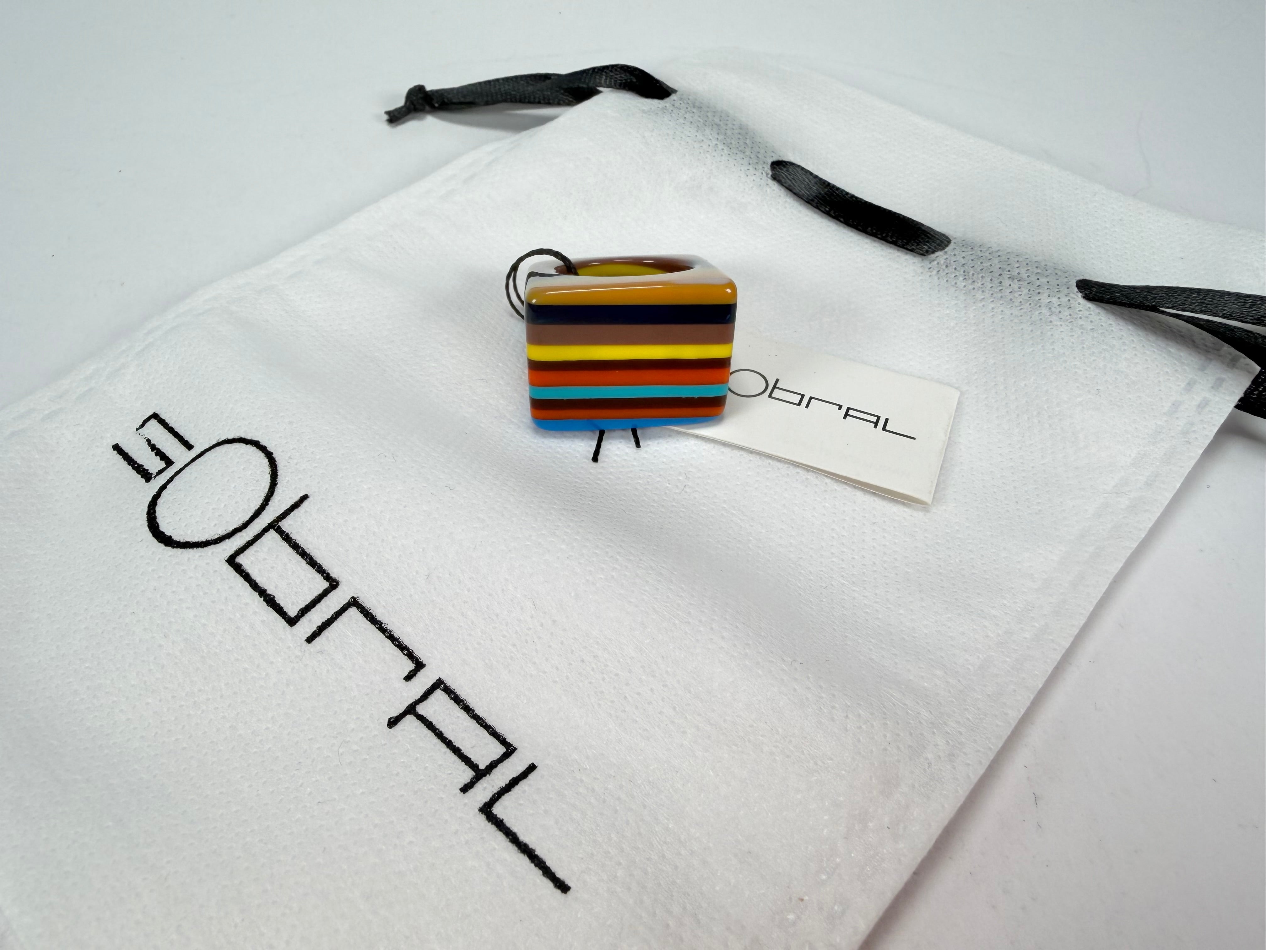 Sobral - Pop Art "Carre" Resin Ring ( 001828 ) - Size UK S / US 9