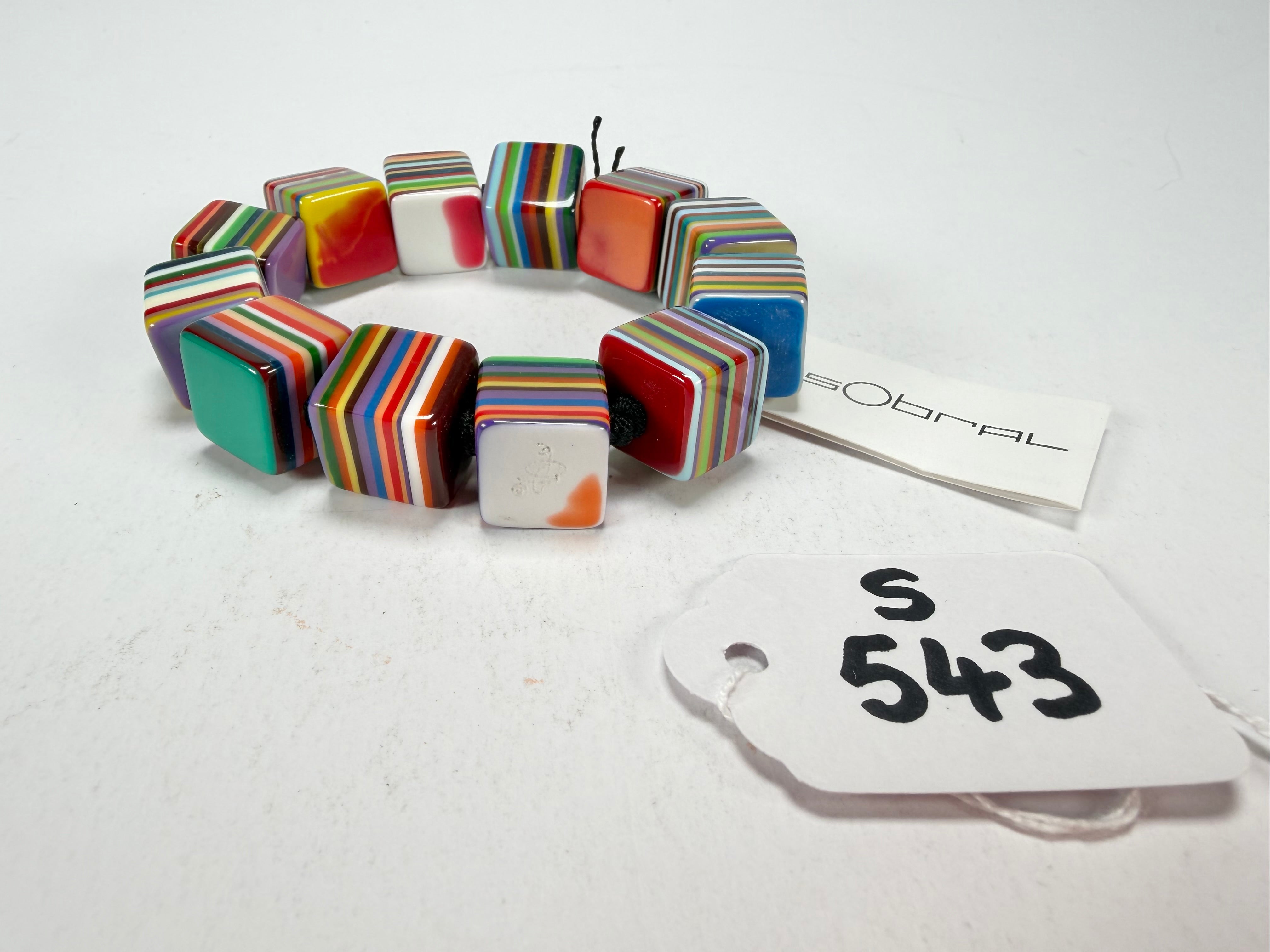 Sobral - Pop Art "Popinho" Small Cubes Elasticated Resin Bracelet ( 000224 )