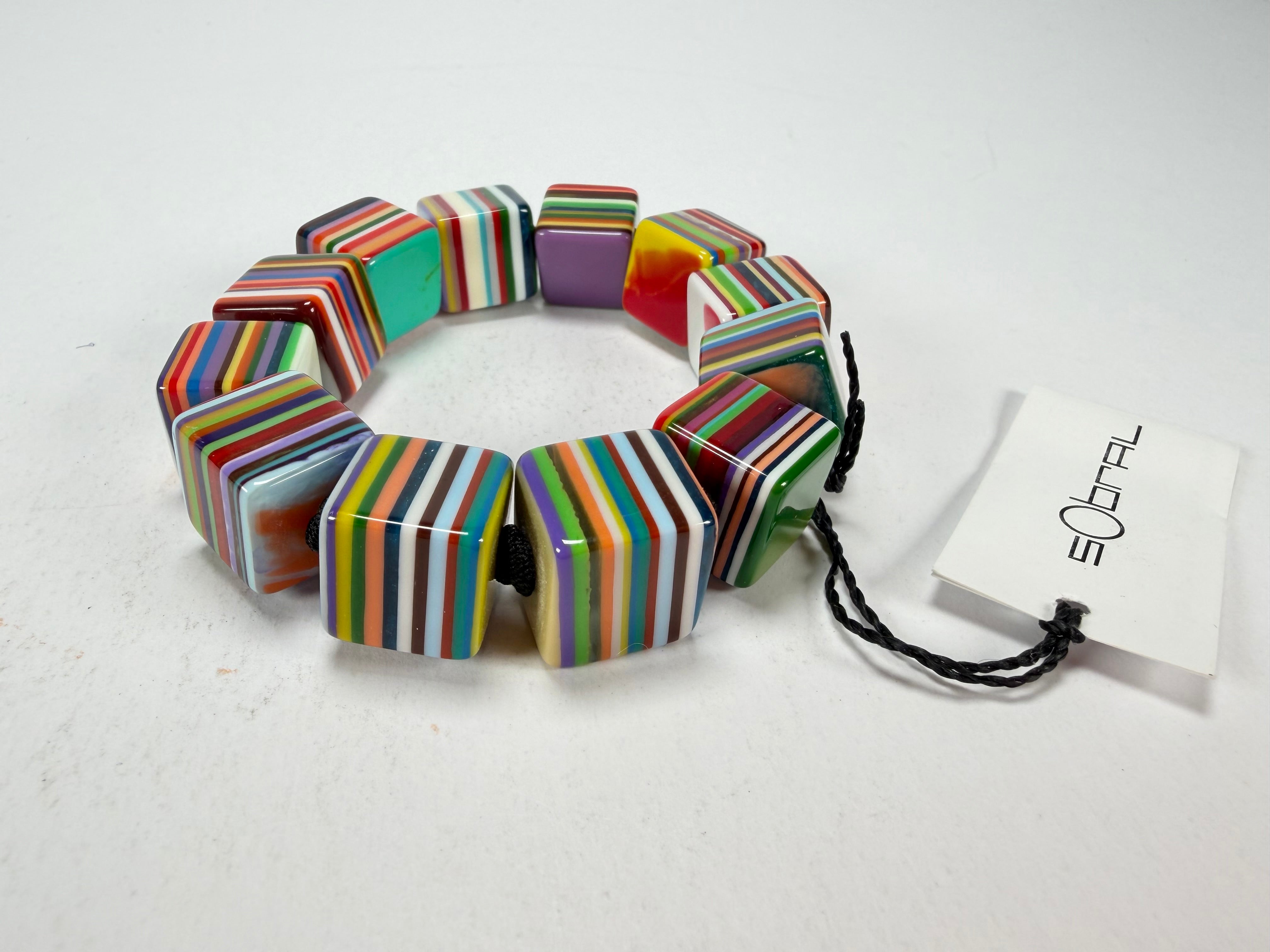 Sobral - Pop Art "Popinho" Small Cubes Elasticated Resin Bracelet ( 000224 )