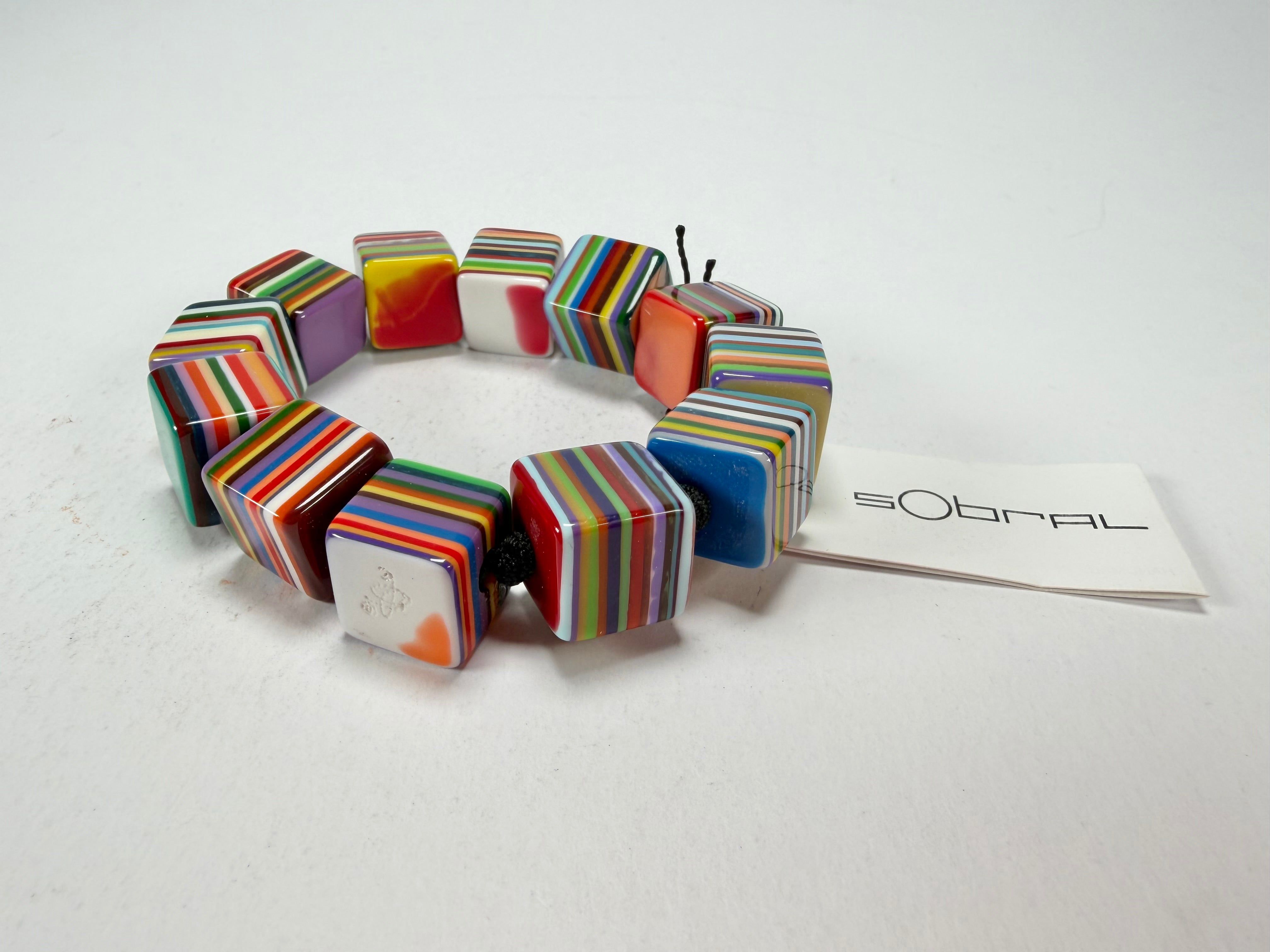 Sobral - Pop Art "Popinho" Small Cubes Elasticated Resin Bracelet ( 000224 )